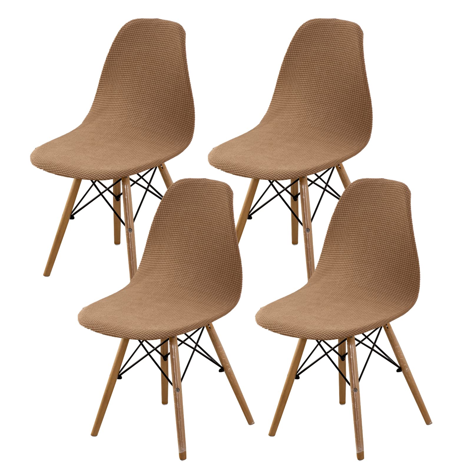 HAOYONG Jacquard Mid Century Modern Dining Chair Covers - Printed Stretchable Slipcovers for Shell Chairs (Set of 4) - Perfect for Kitchen, Office, Dining Room & Living Room Decor