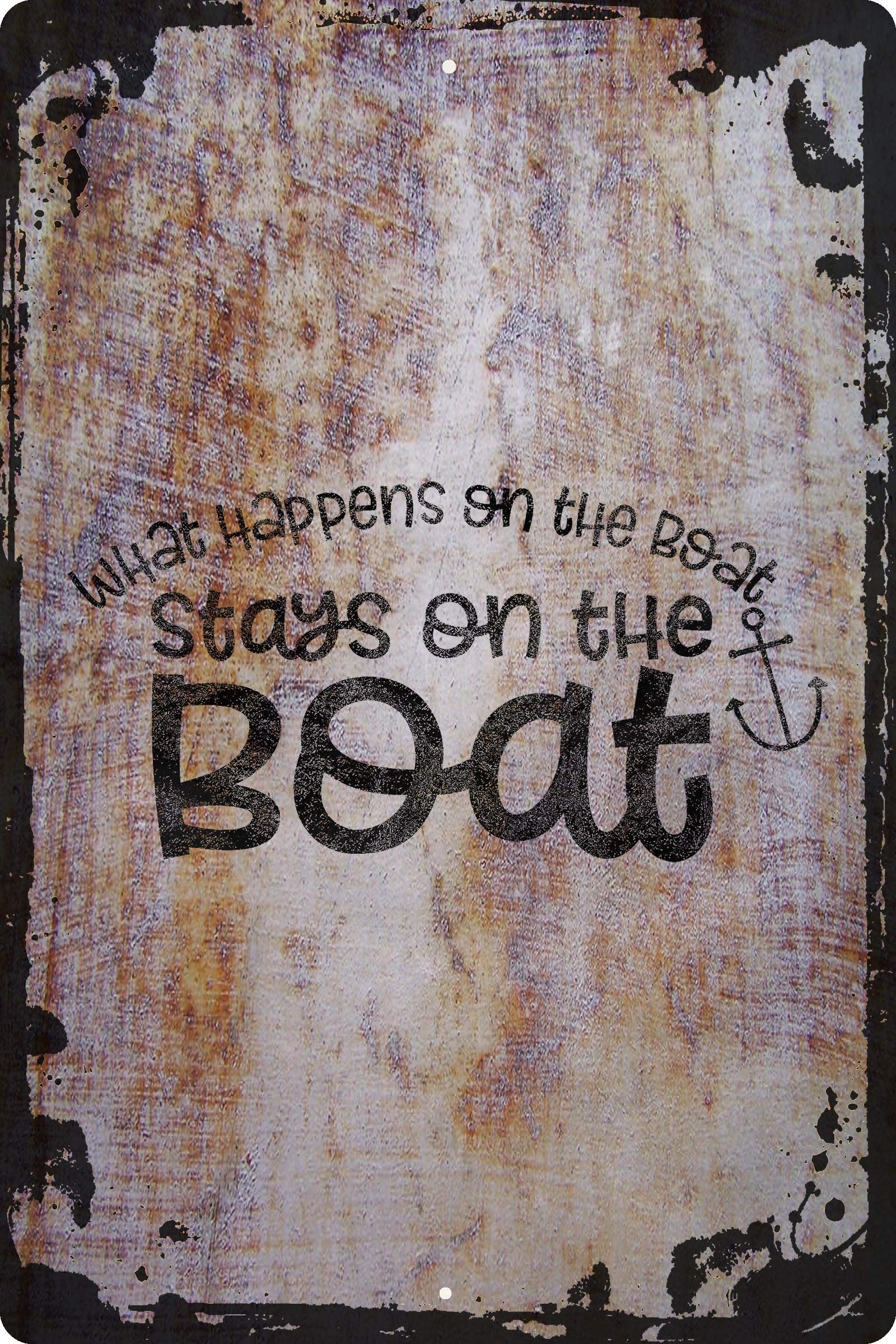 Funny Boat Party Wall Sign - 'What Happens On The Boat Stays On The Boat' Anchor Themed Canvas Art Print - Perfect for Nautical Decor, Housewarming Gifts & Boat Lover Presents - Great for Beach Houses, Bars & Marine-Themed Parties