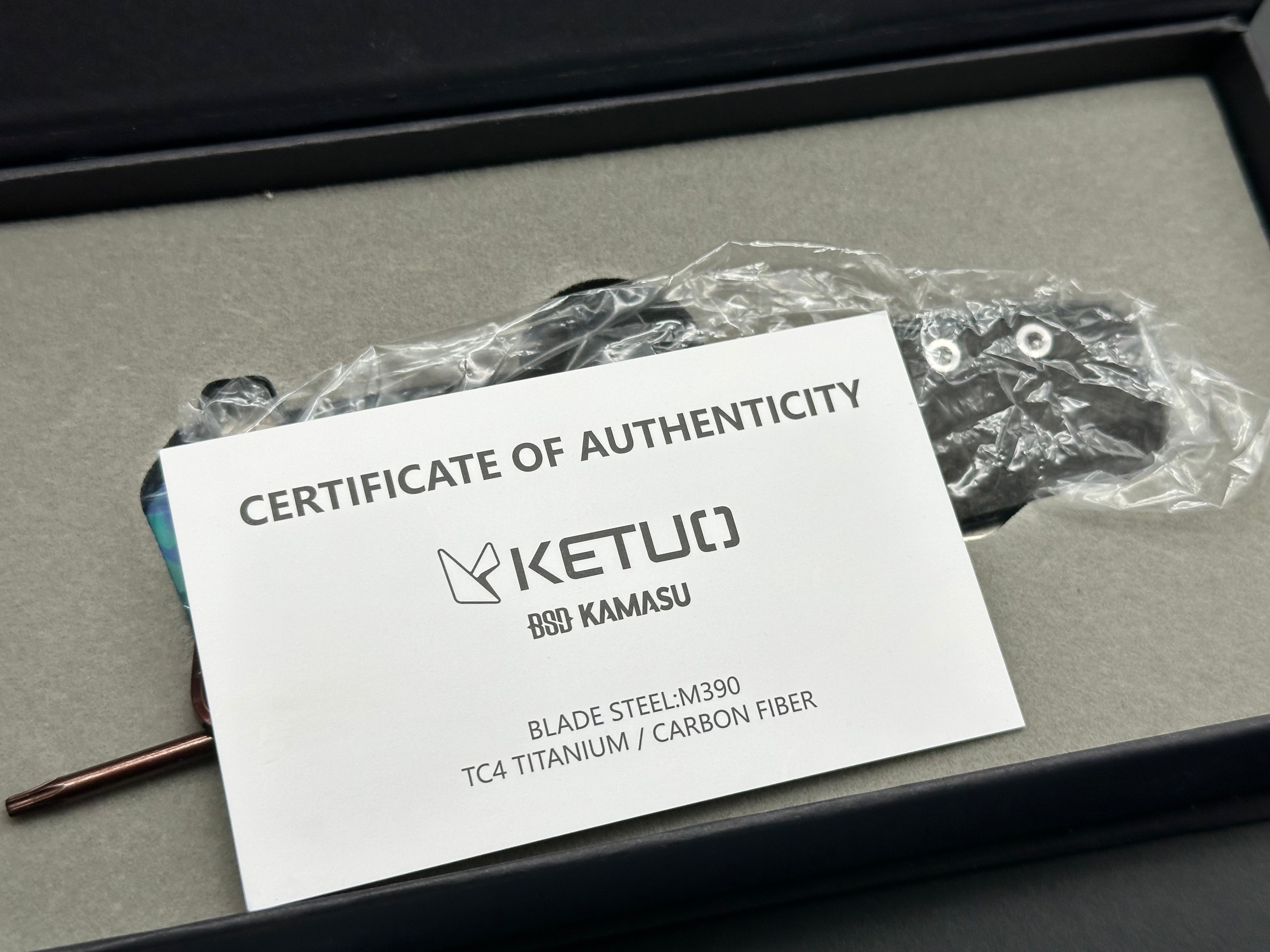 Ketuo Knives Kamasu LE (20pcs) - Shred Carbon Fiber Inlay with Custom 80s Paint Print Titanium Frame - Premium Collectible Pocket Knives for Outdoor Camping, EDC & Survival Gear