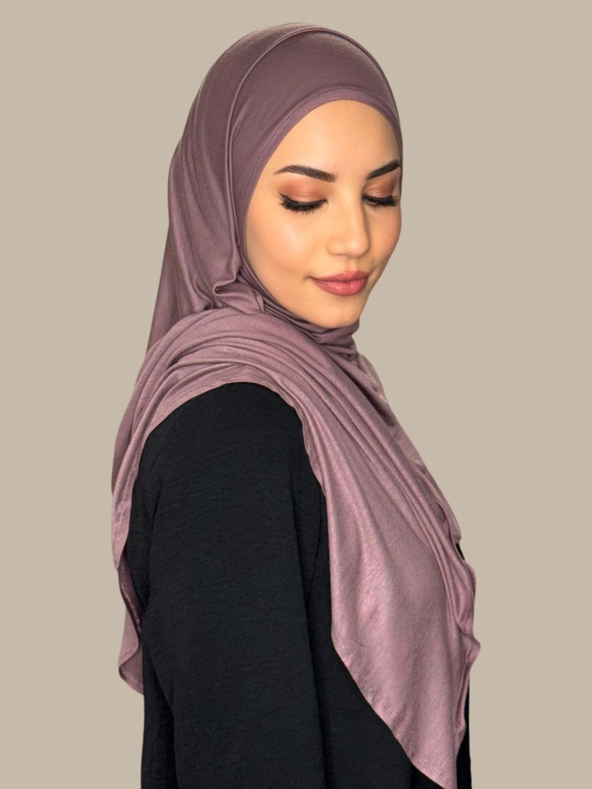 Pre-Sewn Jersey Hijab in Rose Taupe - Soft & Comfortable Muslim Headscarf for Daily Wear & Prayer