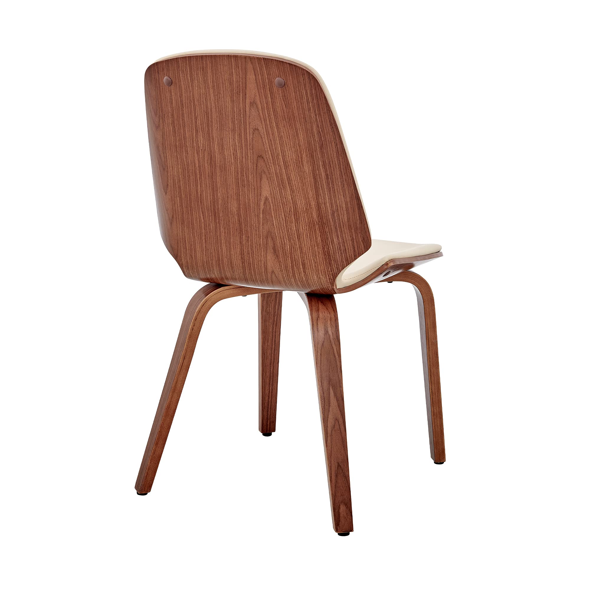 Armen Living Brinley Mid-Century Modern Dining Chair - Cream Faux Leather & Walnut Wood Accent Chair for Kitchen, Dining Table, Home Office Desk & Vanity | Perfect for Small Spaces & Contemporary Decor