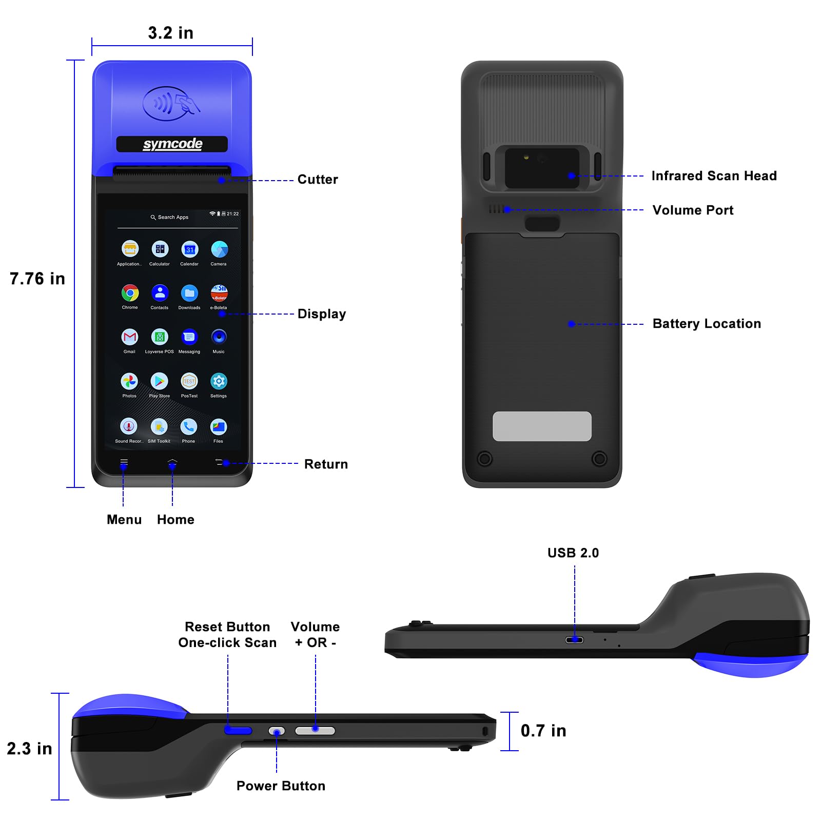 Symcode Thermal POS Receipt Printer with Android 8.0 - 5.5