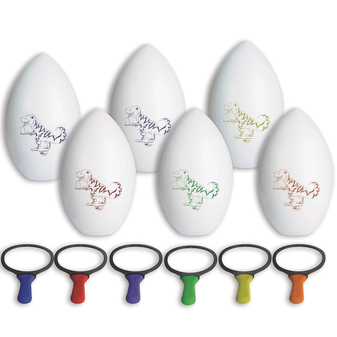 Spectrum™ 20-Inch Dinosaur Egg and Spoon Set - 6-Piece Kids' Outdoor Game for Birthday Parties, Easter Egg Hunts & Backyard Fun