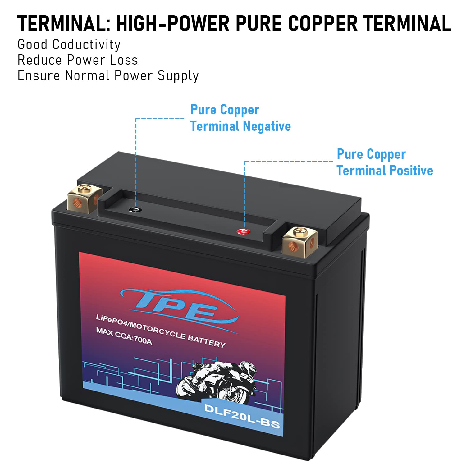 TPE Lithium Motorcycle Scooter Battery LiFePO4 12.8V 9AH 700CCA with Smart BMS - 2500-8000 Life Cycles | High-Performance Engine Start Battery for Electric Bikes, ATVs & Powersports | Reliable Power Solution for Commuting & Outdoor Adventures