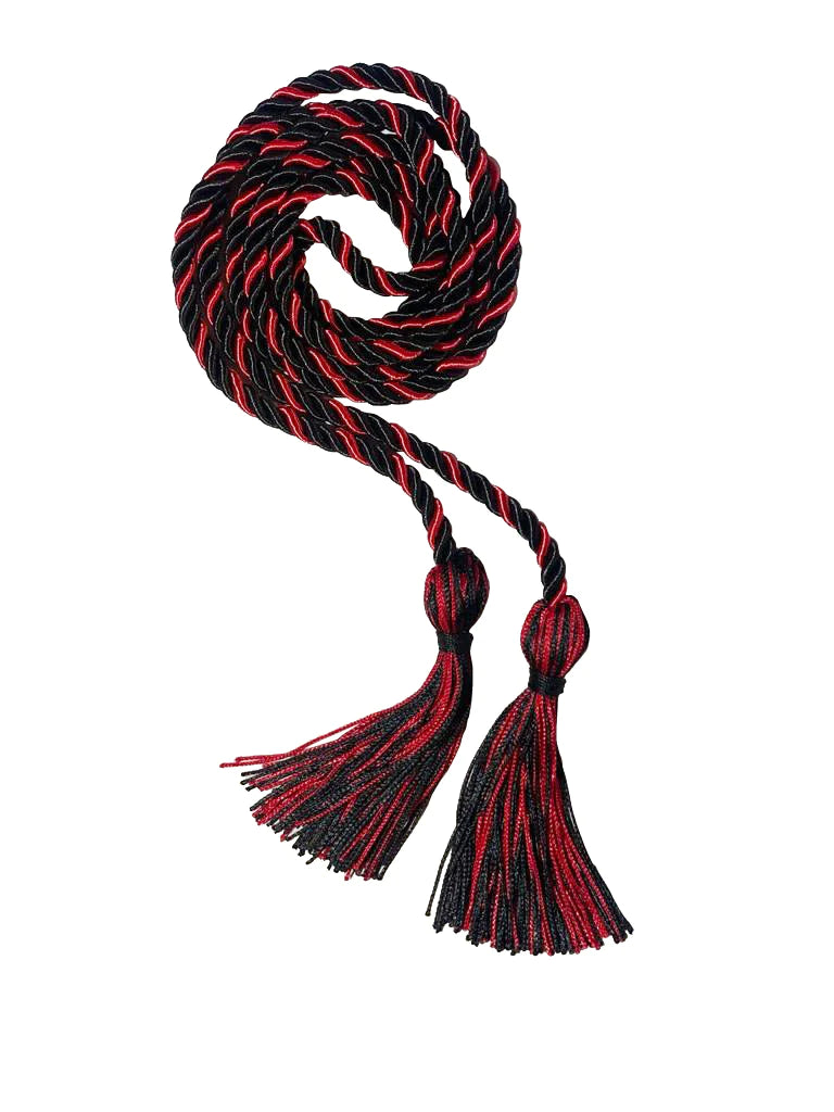 Black and Red Graduation Honor Cord - Double Color Academic Achievement Sash for High School & College Ceremonies - Perfect for Graduation, Commencement, and Academic Awards