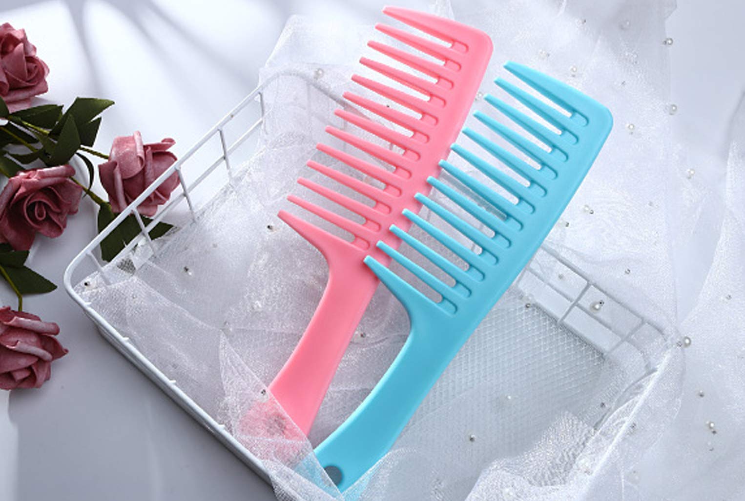 **Wide Tooth Comb for Detangling Hair - Premium Durable Large Hair Brush for Curly, Long & Wet Hair - Gentle Styling & Knot-Free Care (Blue) - Perfect for Salon, Travel & Home Use**