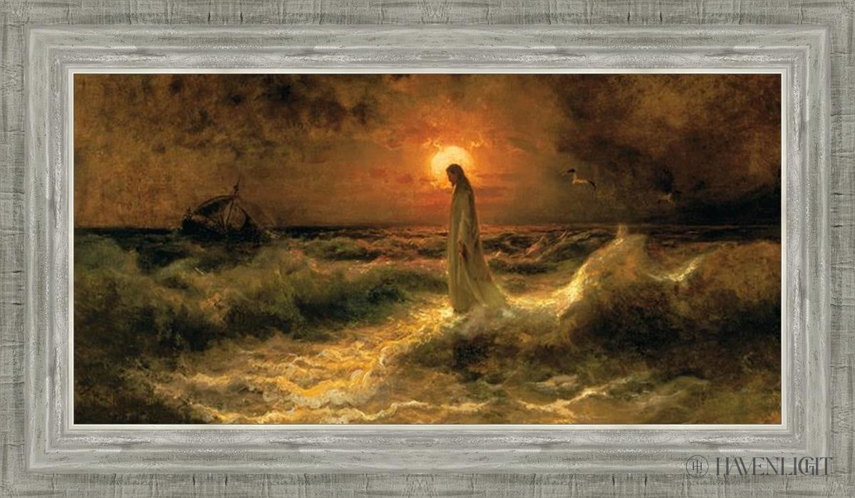 Christ Walking On The Water - Religious Wall Art Decor for Home, Church & Office - Inspirational Christian Painting for Faith-Based Interiors