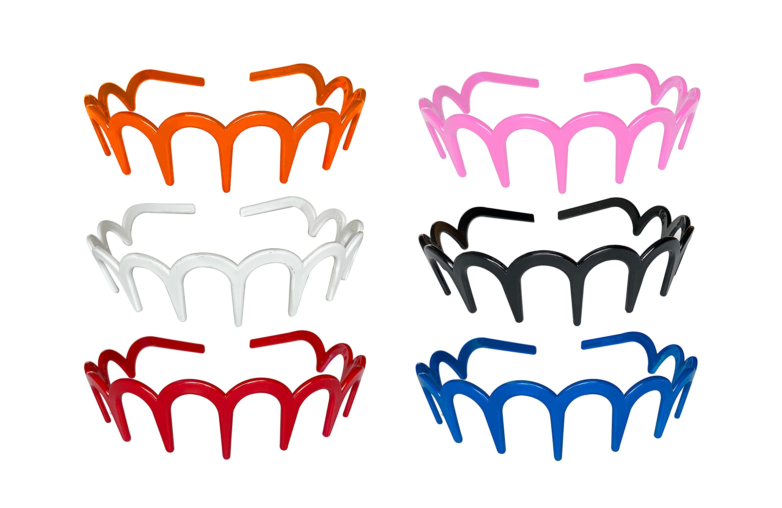 BellaStella Glossy Multicolor Plastic Hairband & Teeth Comb Headband - 6 Pack Hair Accessories for Women & Girls - Perfect for School, Parties, and Everyday Styling