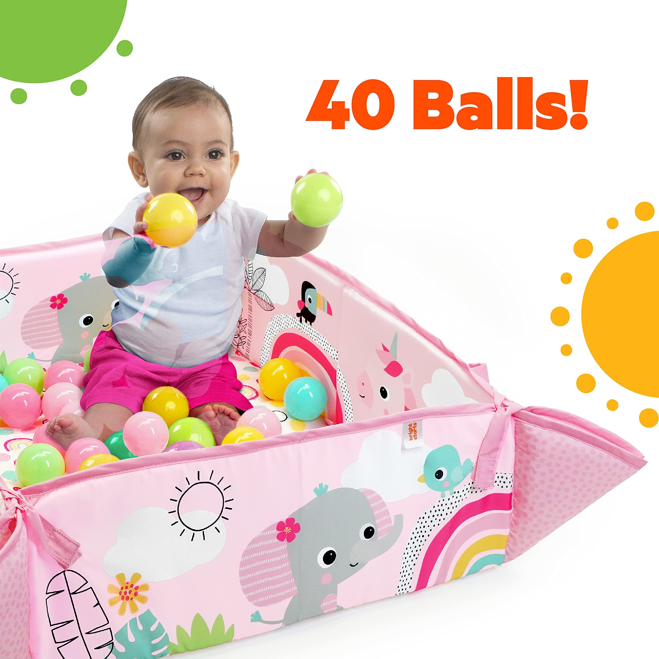 5-in-1 Baby Activity Play Gym & Ball Pit with Rainbow Tropics Design - Interactive Play Mat for Tummy Time, Sensory Development & Early Learning - Perfect for Nursery, Daycare & Home Playrooms