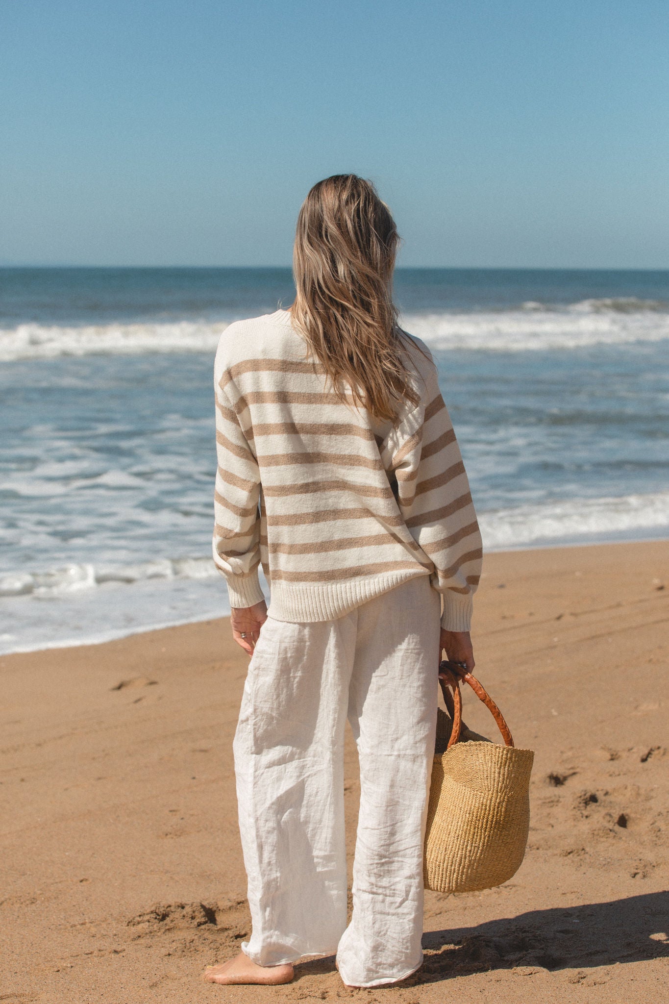Cozy Striped Oversized Crew Sweater for Women - Soft & Warm Winter Knit Pullover - Perfect for Casual Outfits, Layering & Cold Weather