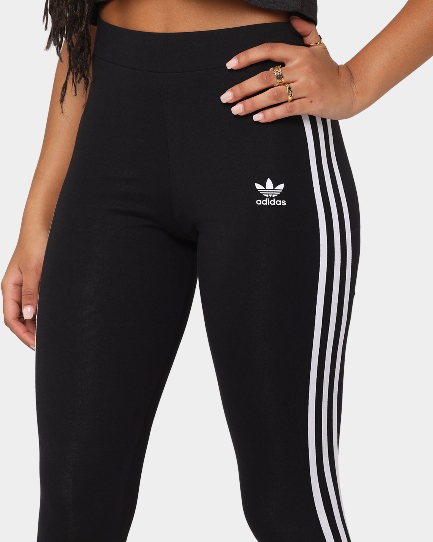Adidas Women's 3 Stripe Yoga Tights - Black & White Workout Leggings for Running, Gym & Lounge