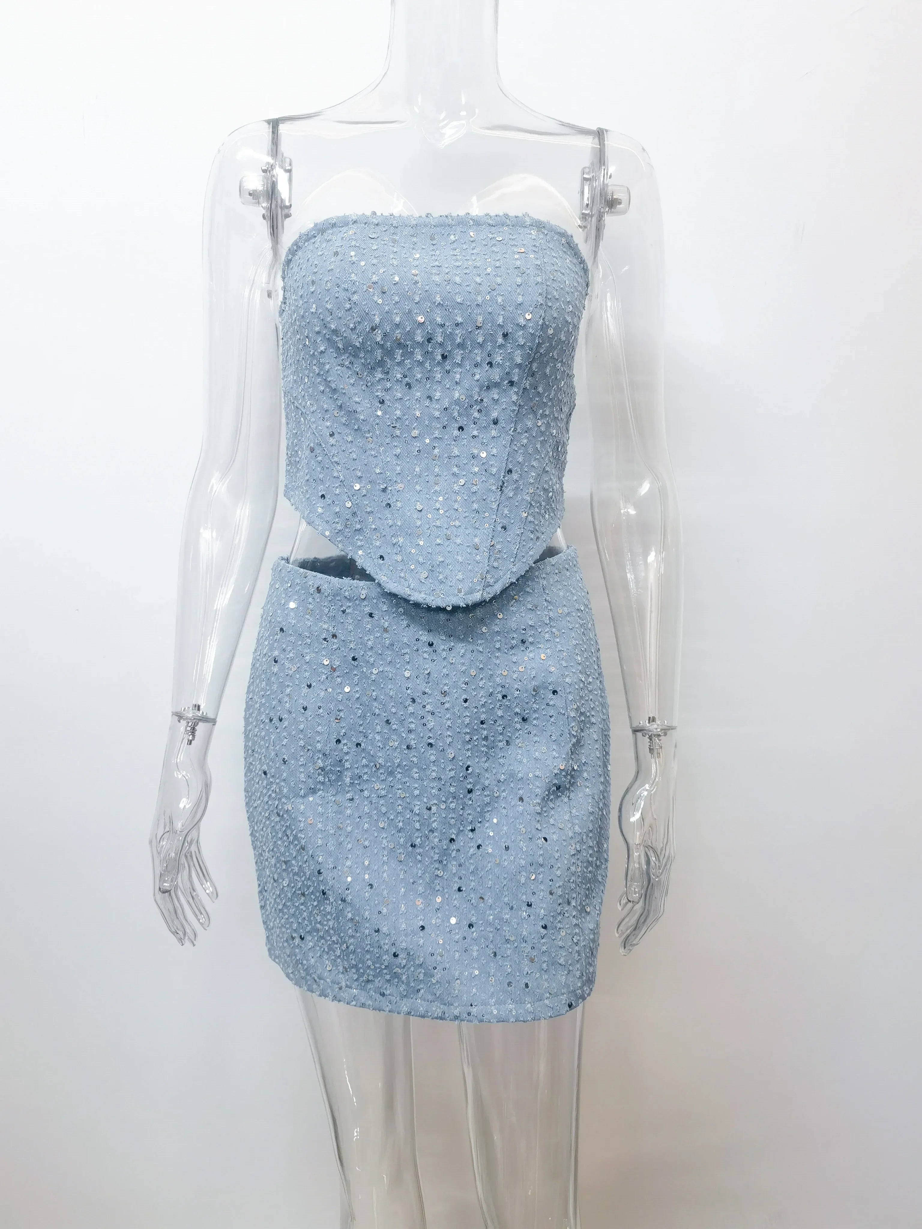 blue skirts sets