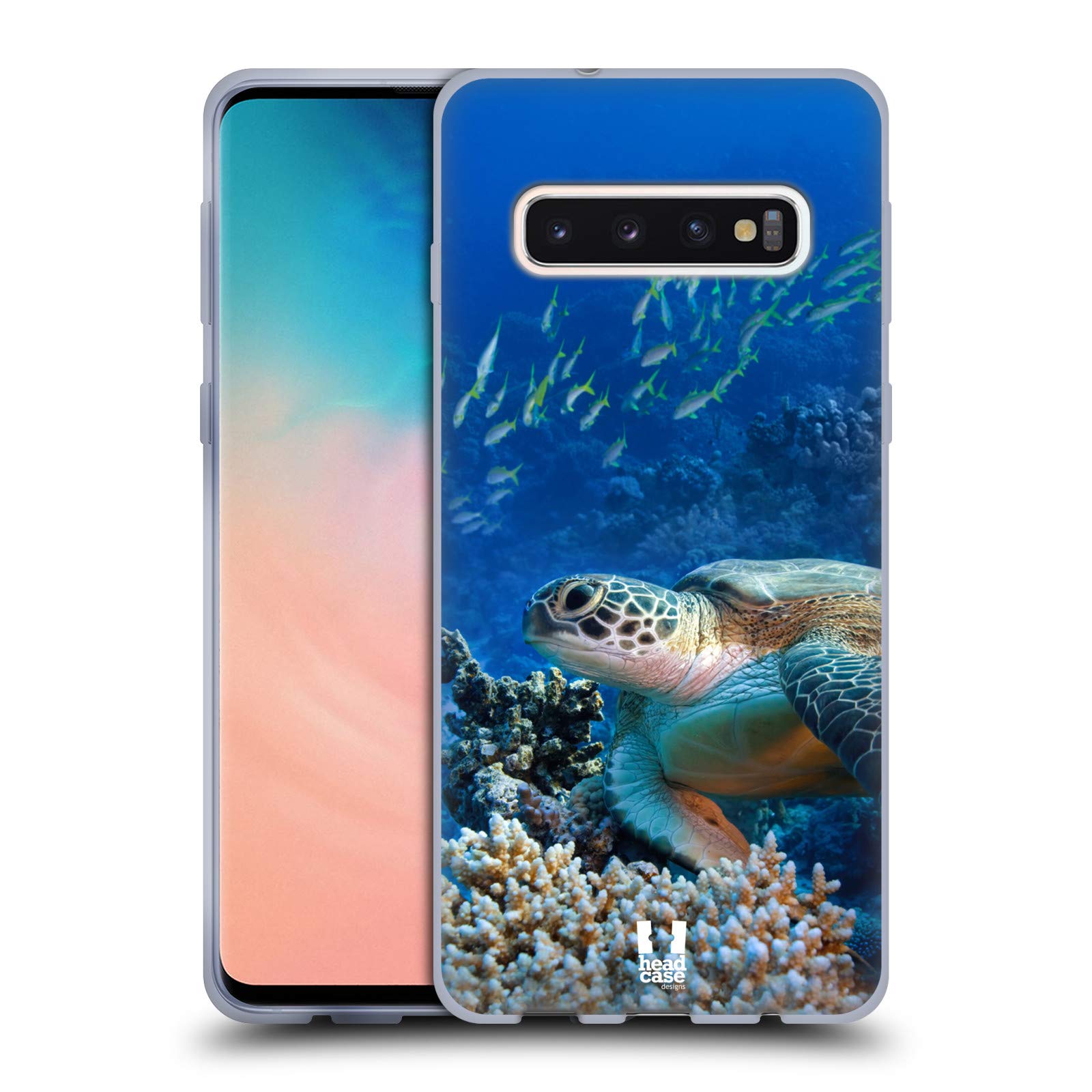Sea Turtle on Coral Reef Wildlife Soft Gel Case & Wallpaper for Samsung Galaxy S10 - Perfect for Nature Lovers and Outdoor Adventures