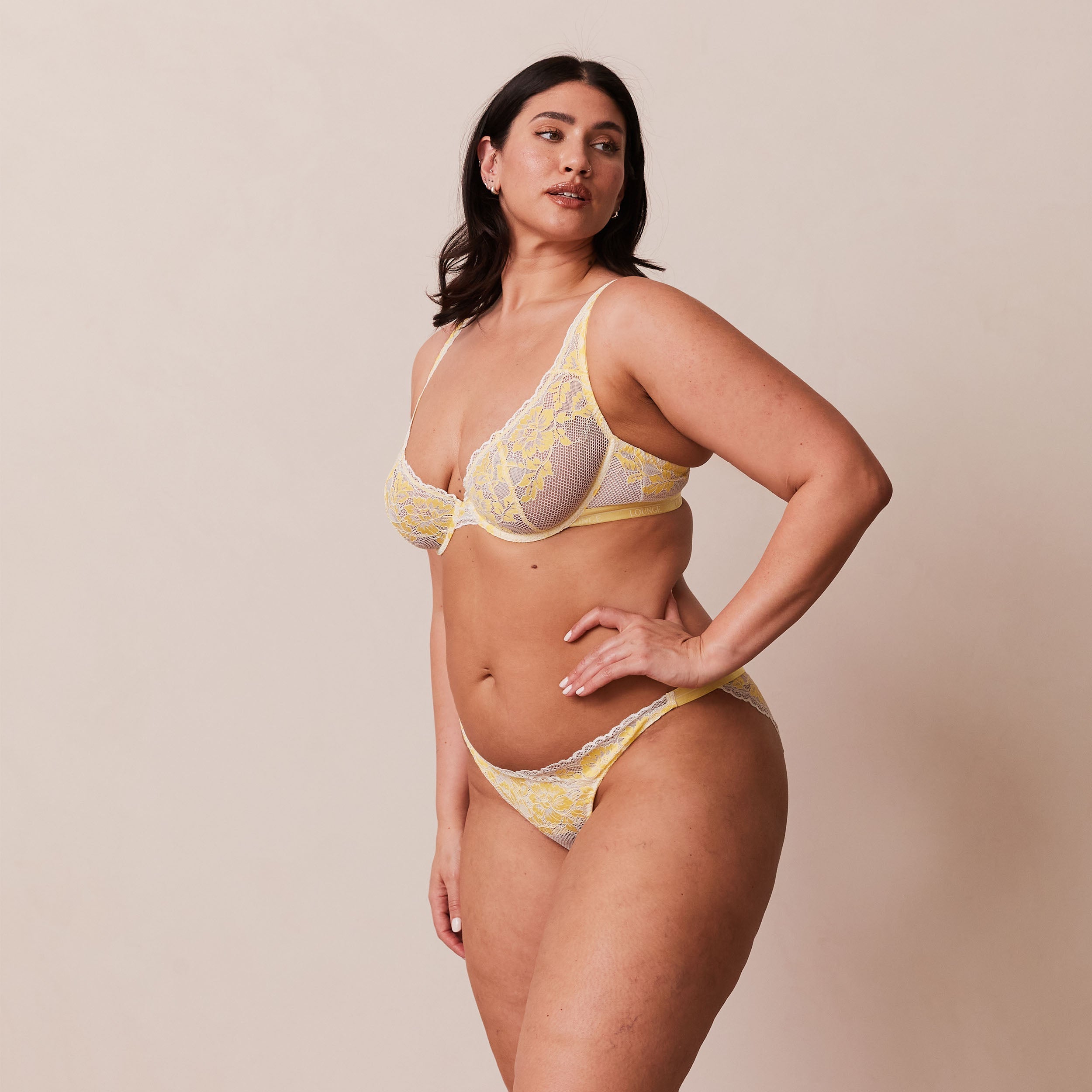 Luxury Balcony Bra - Comfortable Lace Underwire Bra for Women, Sexy Lingerie in Lemon Yellow - Perfect for Everyday Wear, Date Nights & Special Occasions