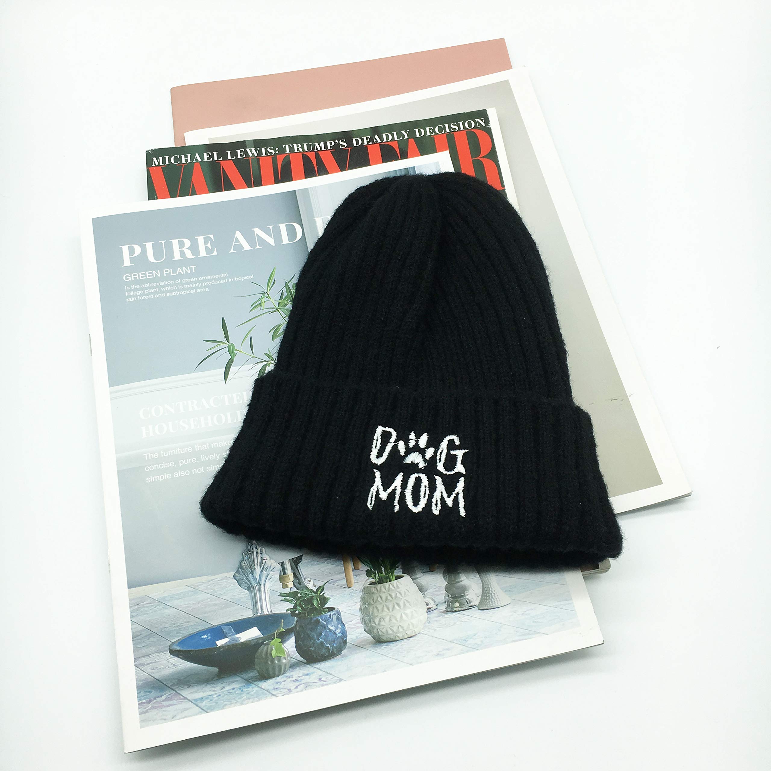 Dog Mom Beanie Hat - Winter Knit Cap for Pet Lovers & Gifts for Women - Cozy Outdoor Wear