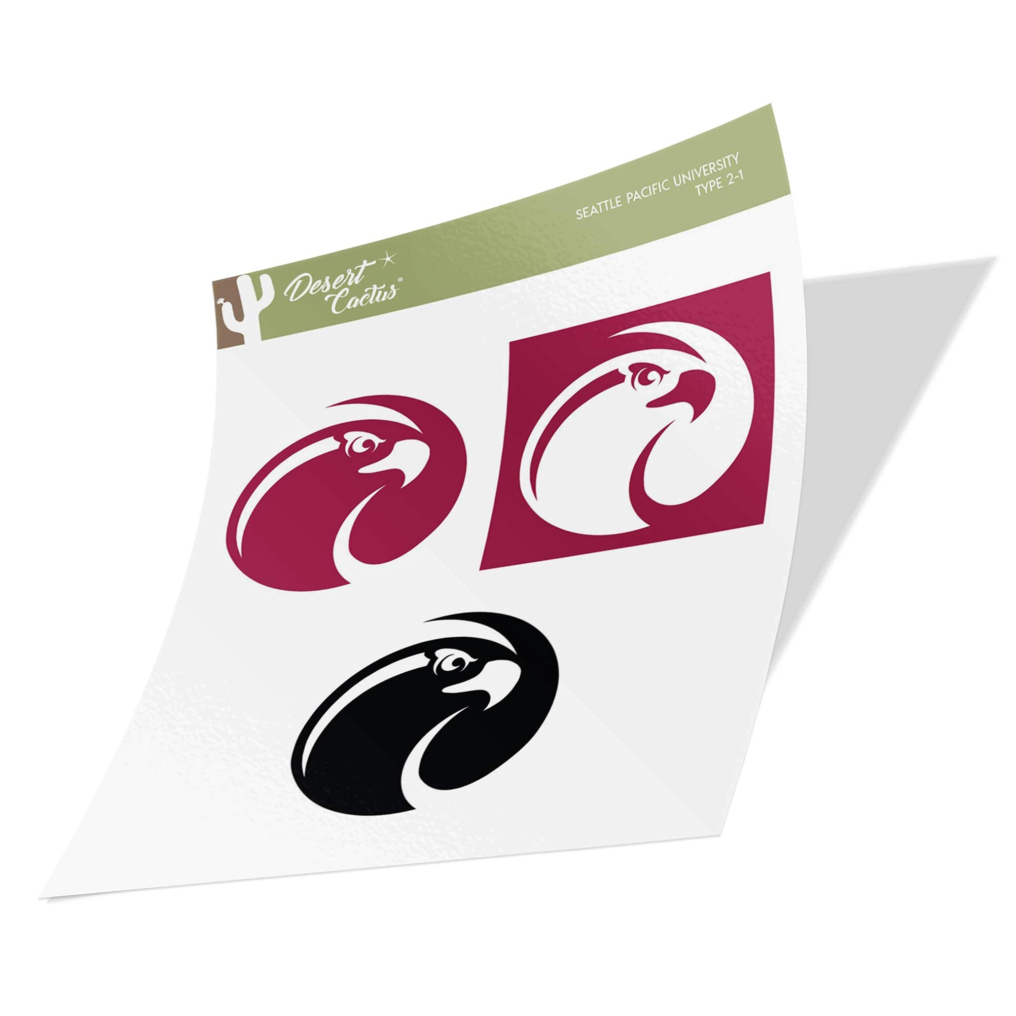 Desert Cactus Seattle Pacific University SPU Falcons Vinyl Decal Stickers - Waterproof Laptop, Water Bottle, Car, Scrapbook Decor - Perfect for College Students, Alumni Gifts & School Spirit Accessories