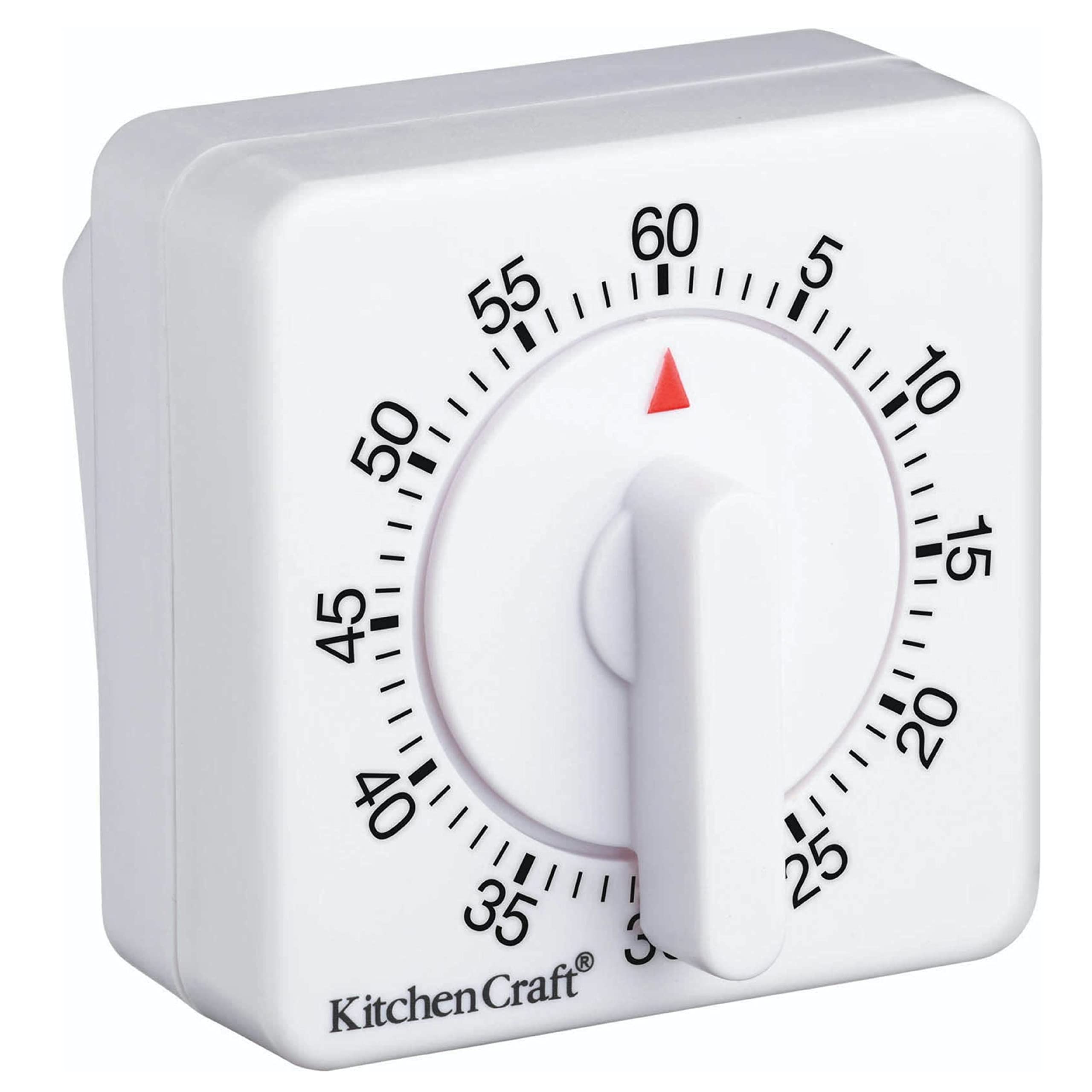 KitchenCraft 60-Minute Mechanical Wind Up Kitchen Timer - White | Perfect for Baking, Cooking, and Classroom Activities