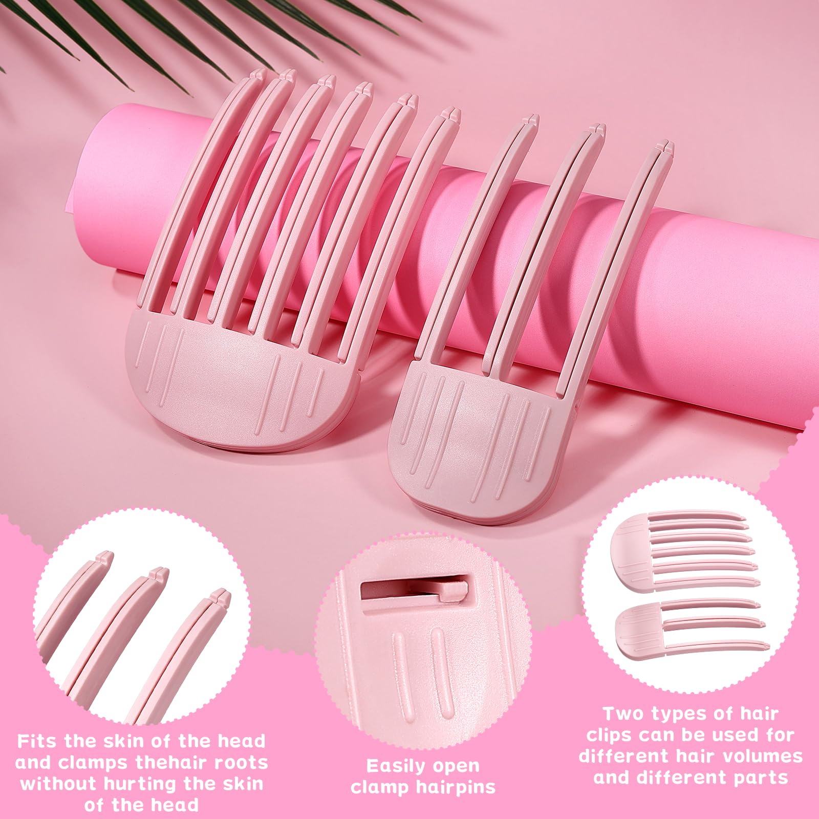 2PCS No-Trace Hair Root Lifting Clips for Voluminous Bangs - Invisible Hair Volume Styling Tools for Natural Fluffy Look, Pink Volumizing Hair Comb for Quick Styling | Perfect for Daily Use, Parties & Photo Shoots