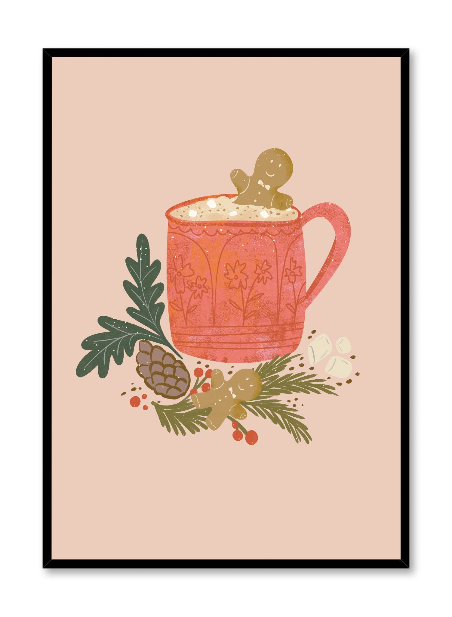 Gingerbread Latte Poster - Festive Holiday Coffee Art Print - Perfect for Christmas Decor, Kitchen Wall Art & Cozy Home Decor