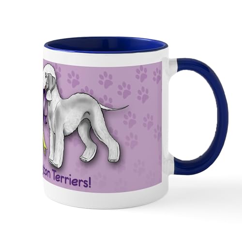 White/Navy Inside - Bedlington Terriers With Ribbon Mug