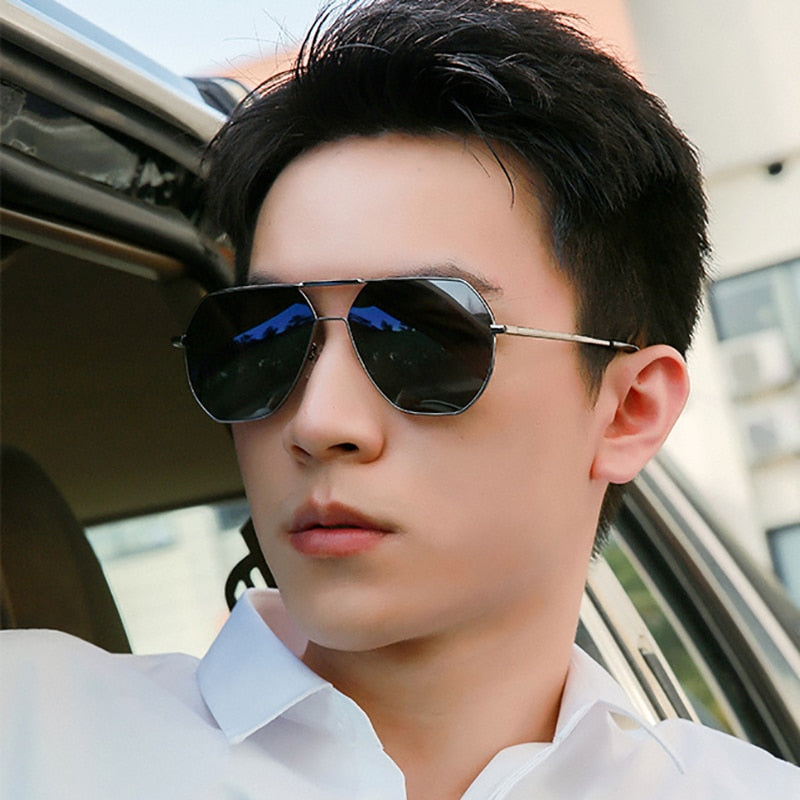 Aidien Men's Full Rim Hexagon Alloy Myopic Reading Glasses & Sunglasses (8692) - Stylish Eyewear for Reading, Driving, and Outdoor Activities