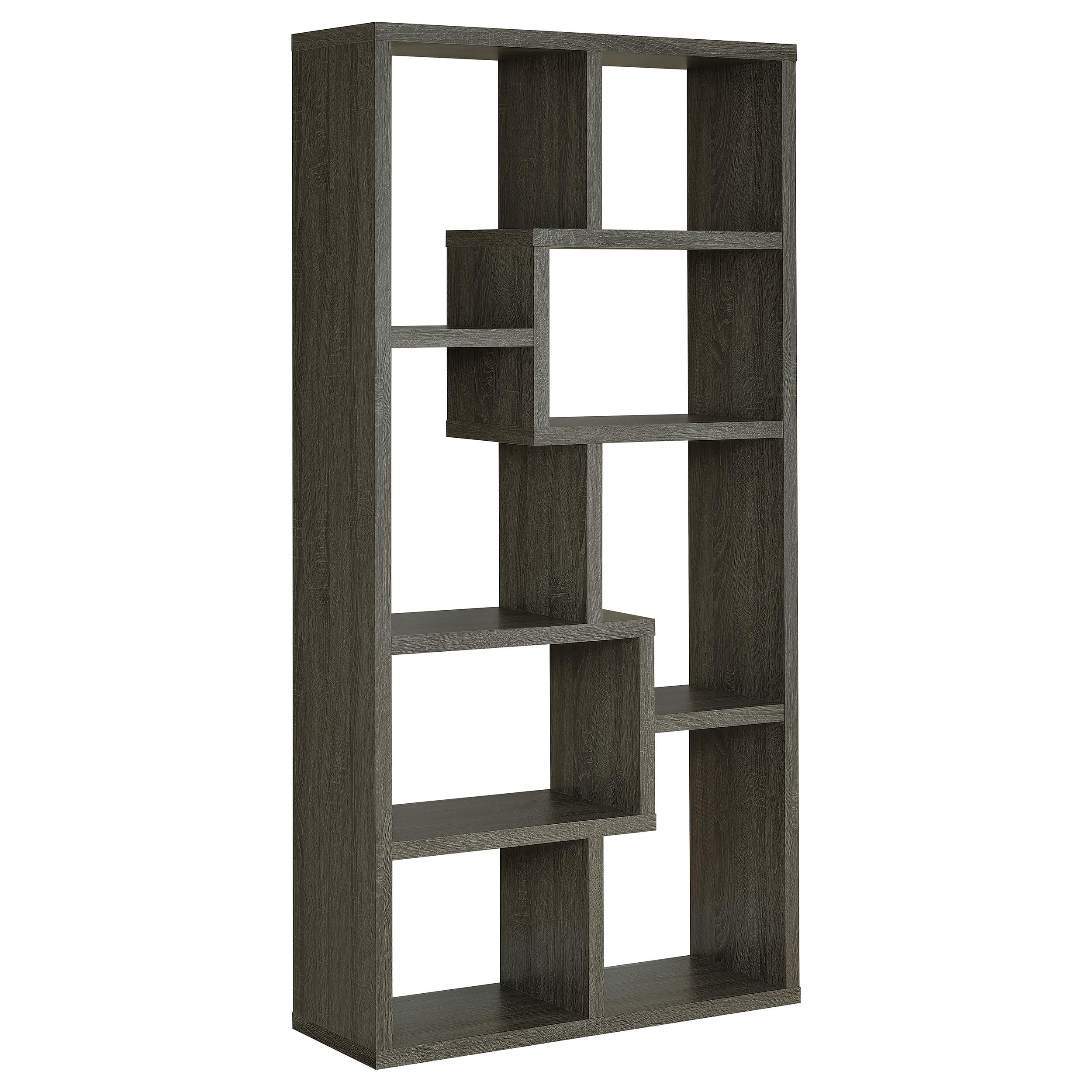 Coaster FINE Furniture 5-Tier Rectangular Bookcase - Weathered Grey Finish, Modern Bookshelf for Living Room, Office & Bedroom Storage & Organization