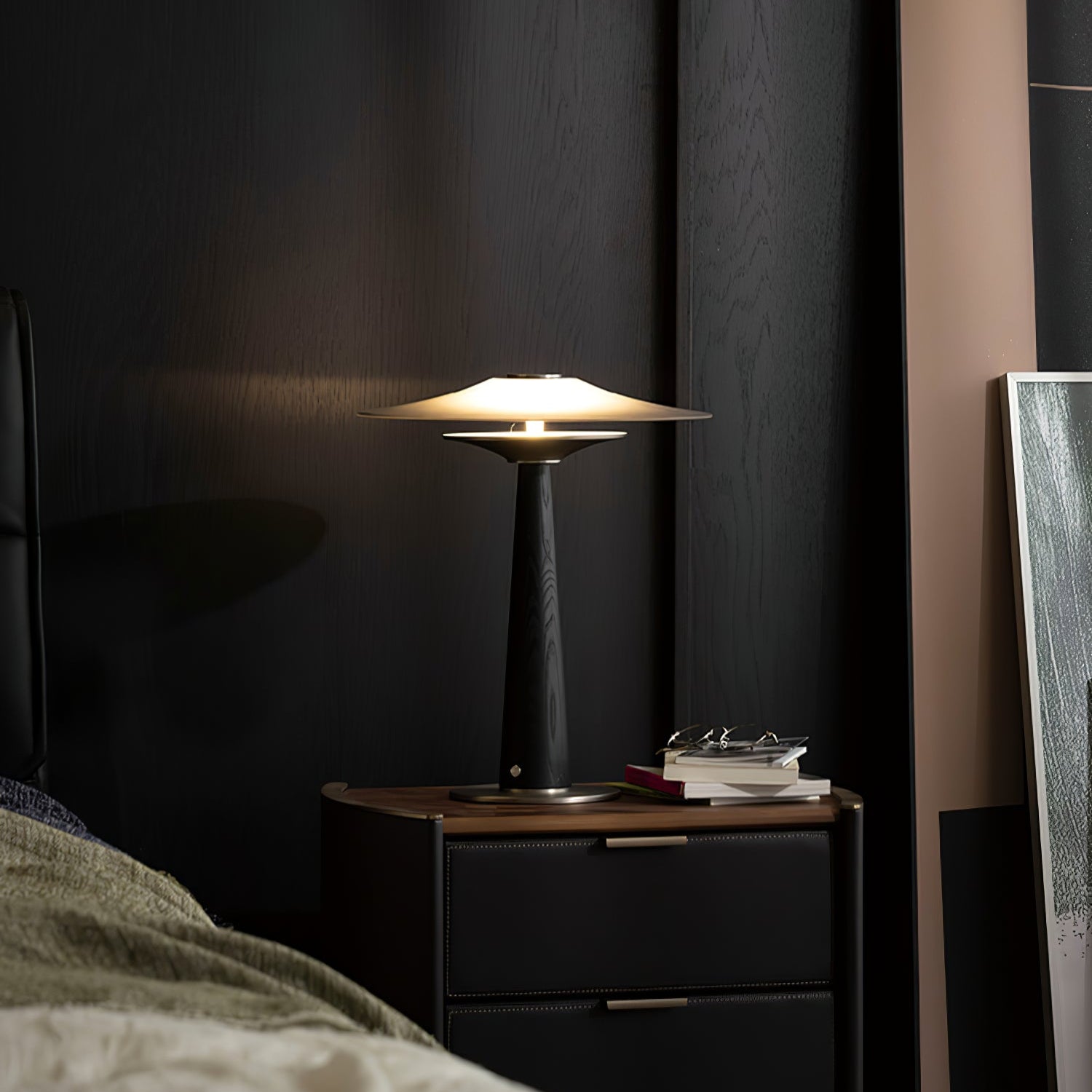 Kizu Peak Table Lamp - Modern LED Nightstand Light with Touch Control, Dimmable Warm White for Bedroom, Living Room, Office - Perfect for Reading, Relaxing & Decor