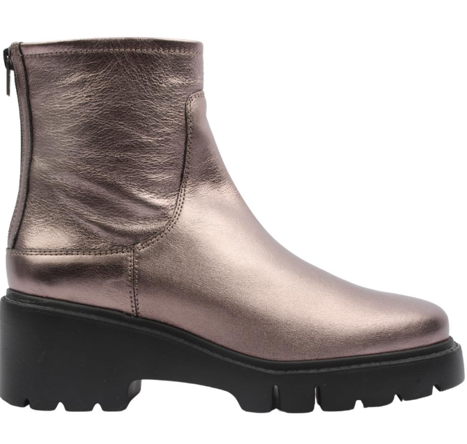 Unisa Jorge Women's Bronze Leather Ankle Boots - Comfortable Low Heel Chelsea Booties for Fall/Winter Fashion, Work & Casual Outfits