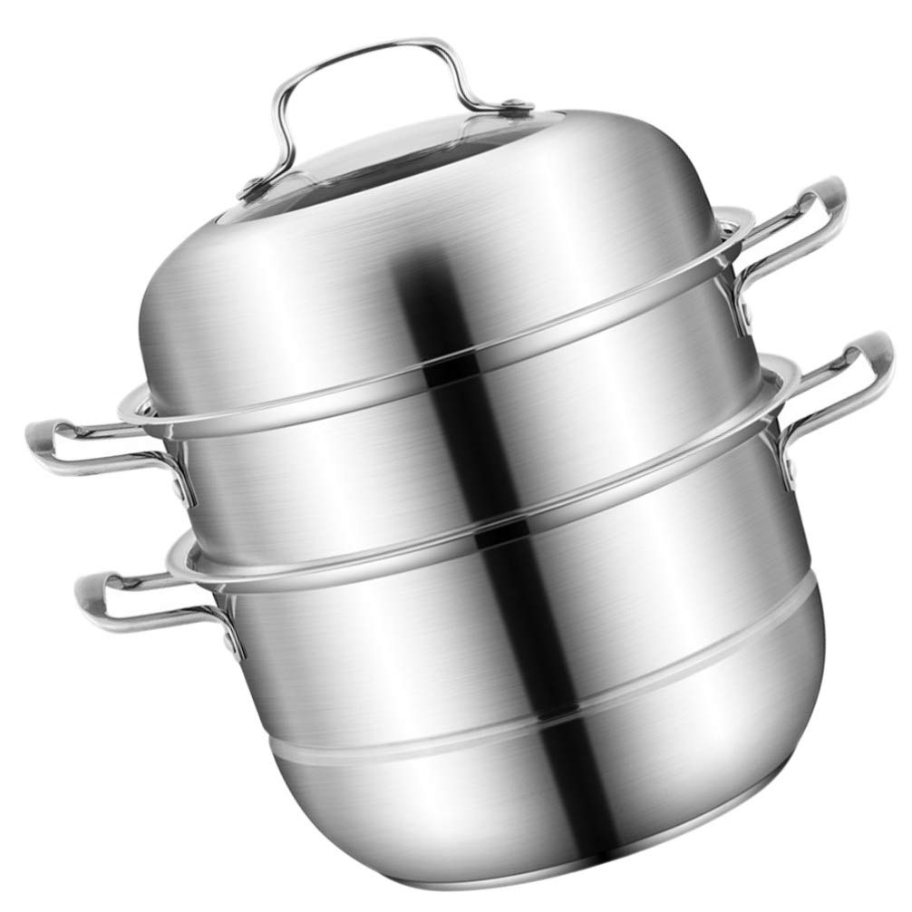 **Hemoton 1-Piece Stainless Steel Steamer Pot – 3-Layer Thickened Design for Cooking, Steaming & Soup Making | Durable & Practical Kitchen Cookware for Healthy Meals**    *(Use Cases: Perfect for steaming vegetables, fish, dumplings, or making soups, broths, and baby food. Ideal for home kitchens, restaurants, and meal prep.)*