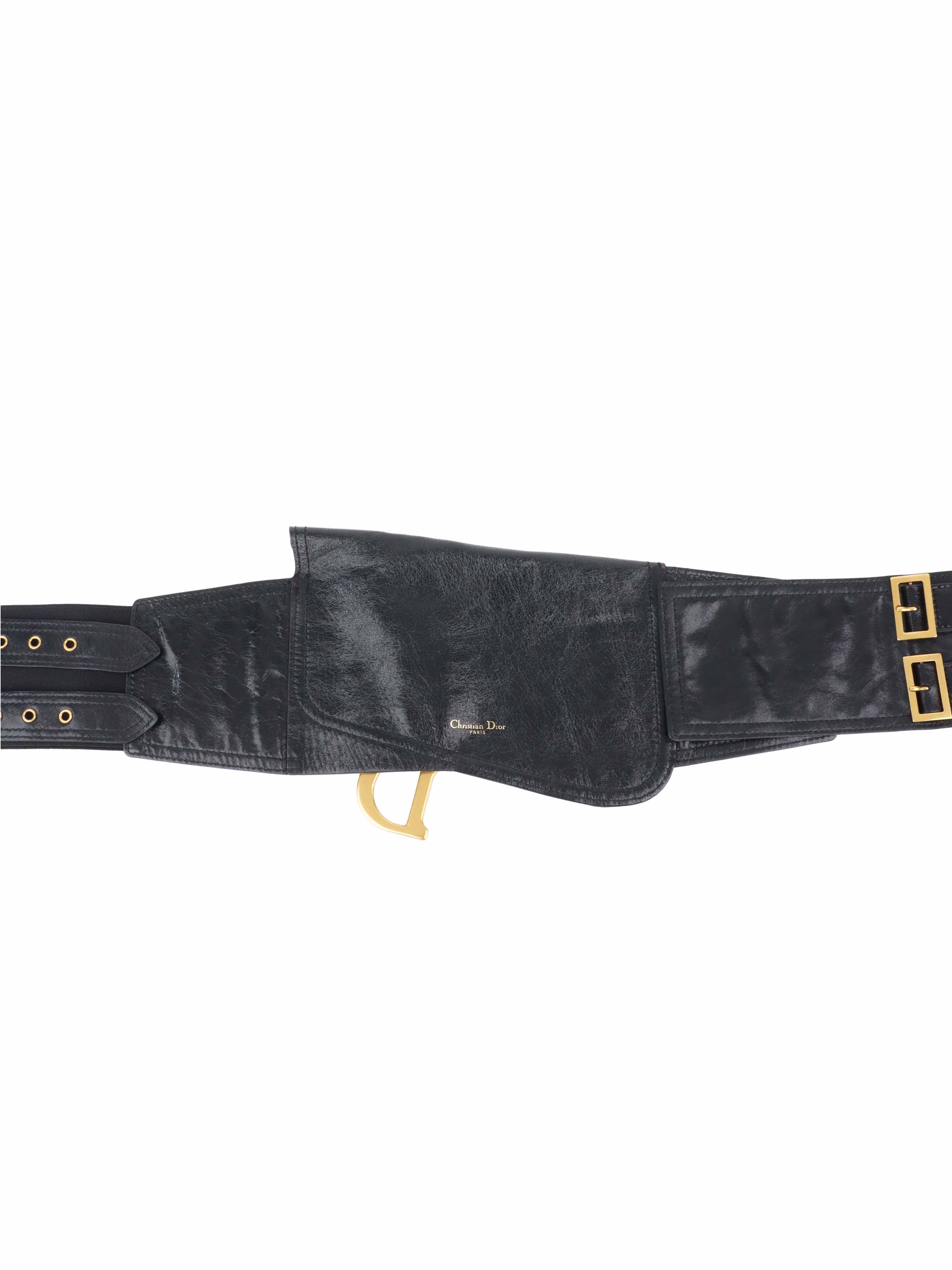 Dior Black Saddle Belt - Genuine Leather Designer Waist Belt for Women | Perfect for Jeans, Dresses & Formal Outfits
