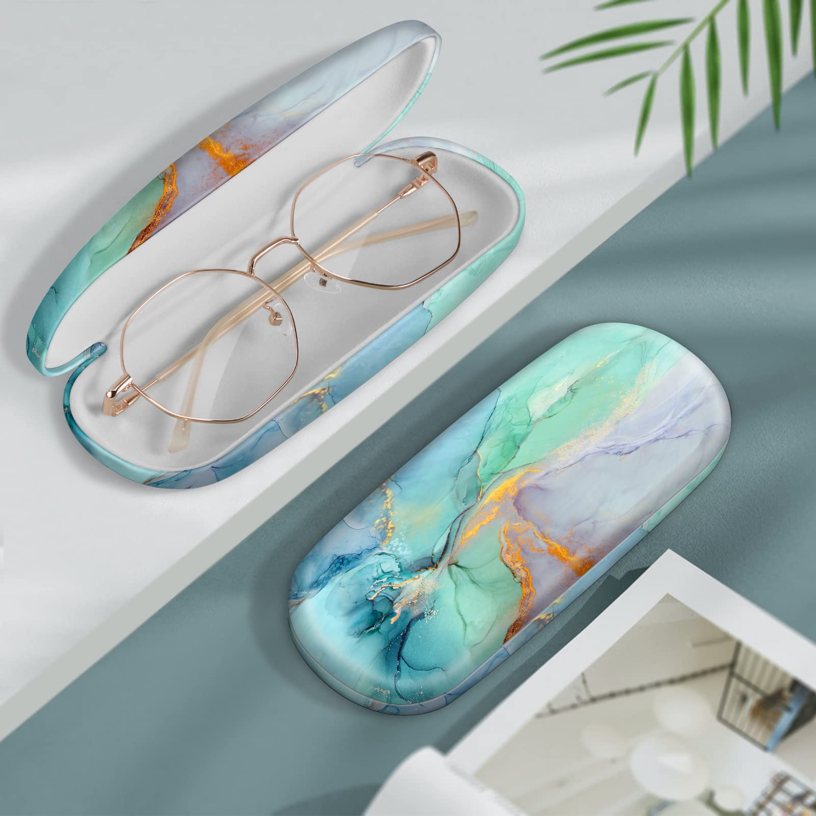 Fintie Hard Shell Protective Eyeglasses Case with Cleaning Cloth - Durable Travel Glasses Holder for Men & Women - Perfect for Home, Office, Travel & Outdoor Activities