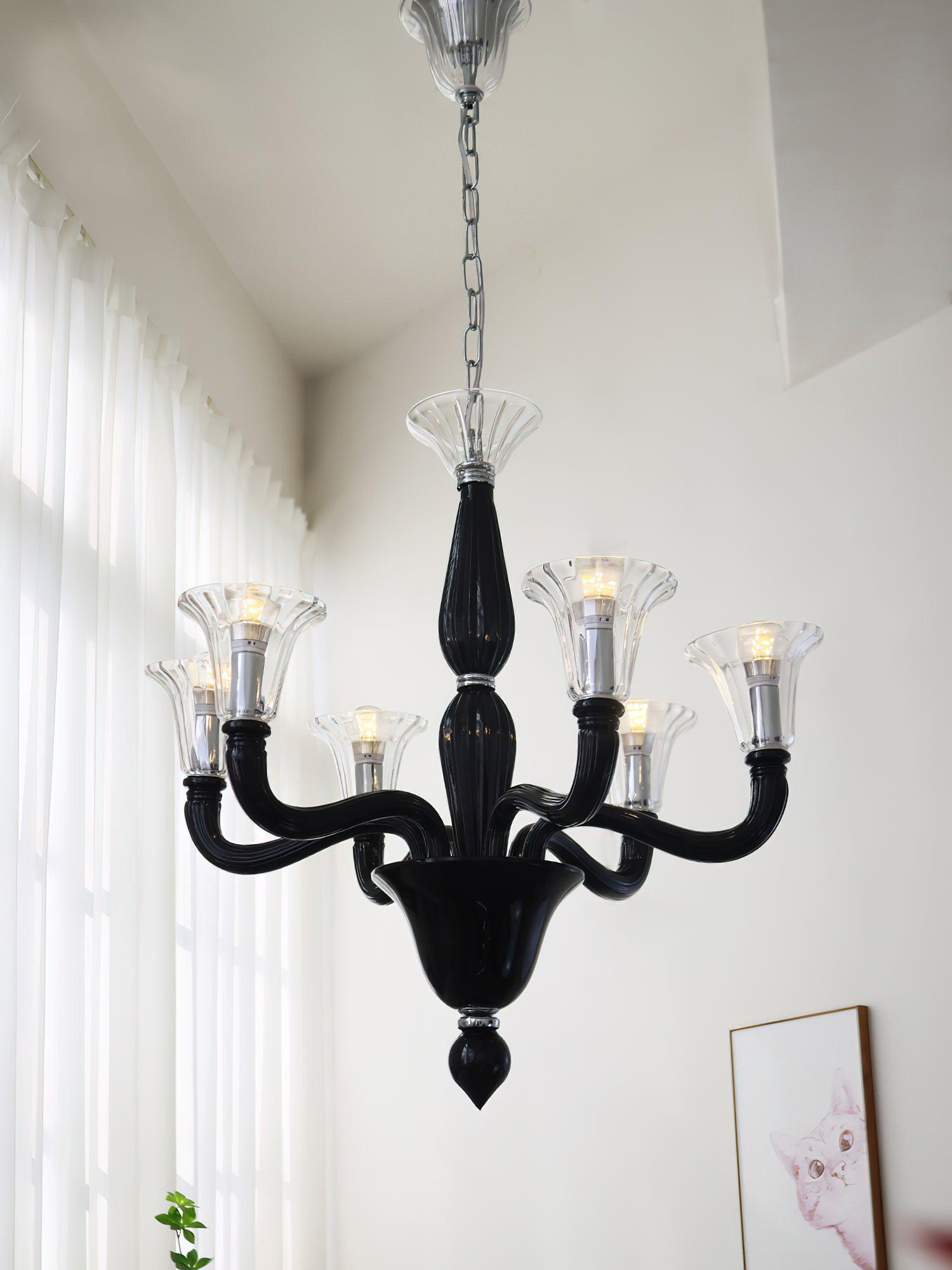 Murano Glass Candle Chandelier - Elegant Handcrafted Venetian Lighting for Dining Room & Bedroom Decor