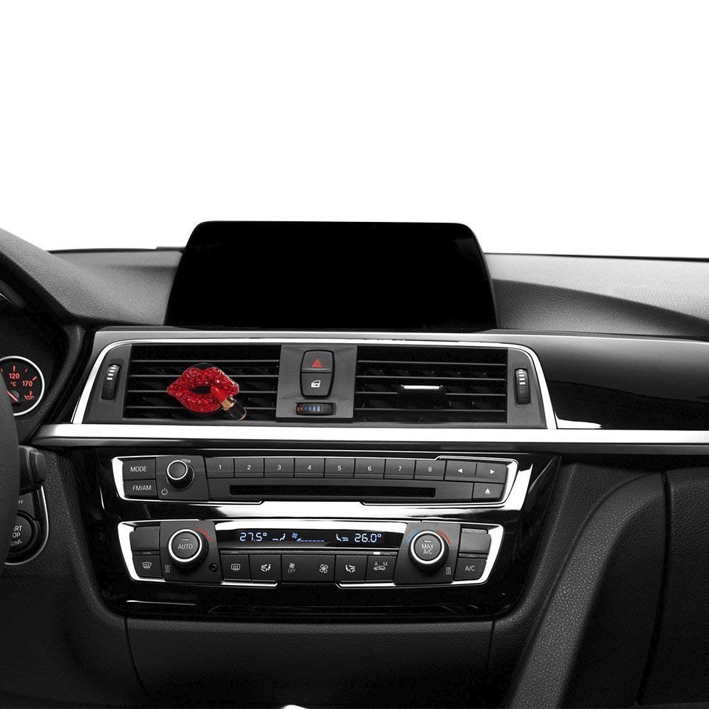 2PCS Red Lip Car Vent Diffuser - Stylish Car Aromatherapy Essential Oil Diffuser & Decorative Vent Clip for Women, Fashionable Car Bling Accessories, Perfect Gift for Car Enthusiasts - Enhance Your Drive with Fragrance and Style