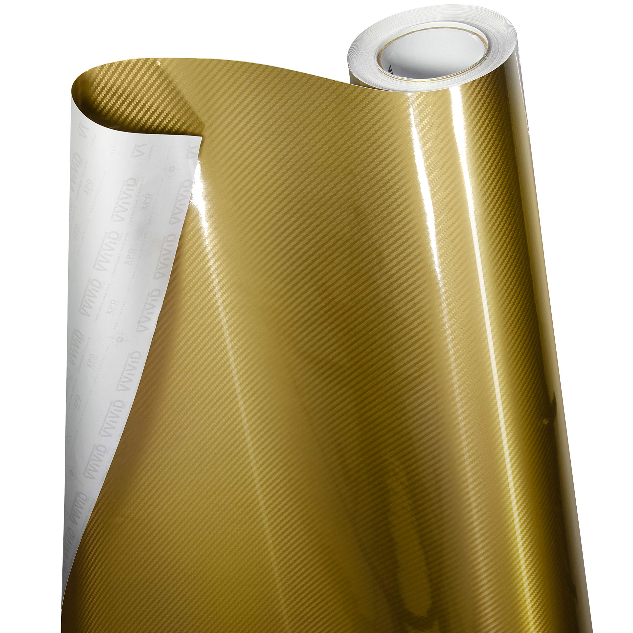 VViViD 5D High Gloss Gold Epoxy Carbon Fiber Vinyl Wrap Film Roll - 10ft x 5ft Self-Adhesive Car Wrap for Automotive, Motorcycle, Laptop & Furniture Decoration - DIY Vehicle Customization & Home Upgrade Project