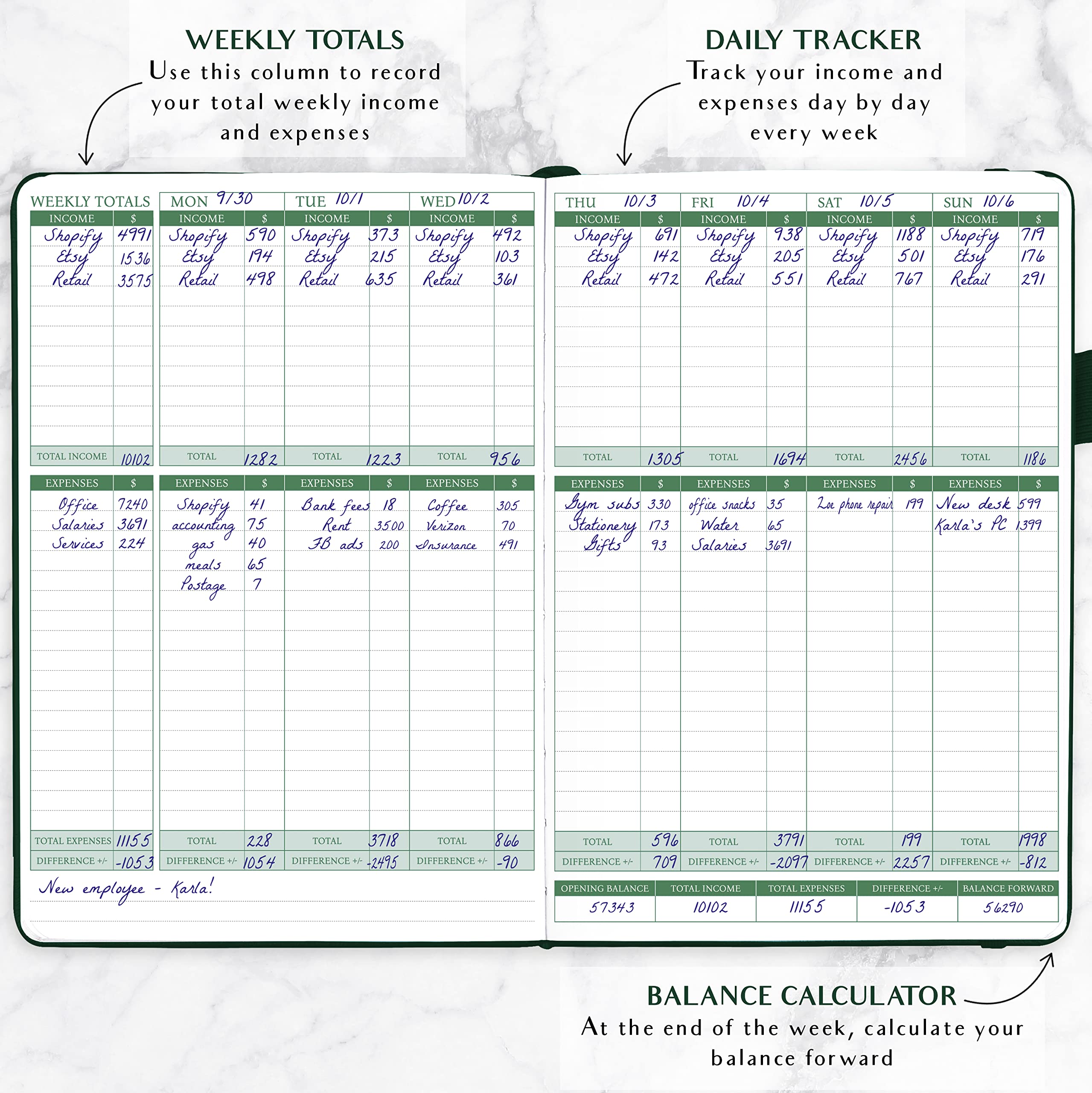 Small Business Expense Tracker Notebook - 7x10