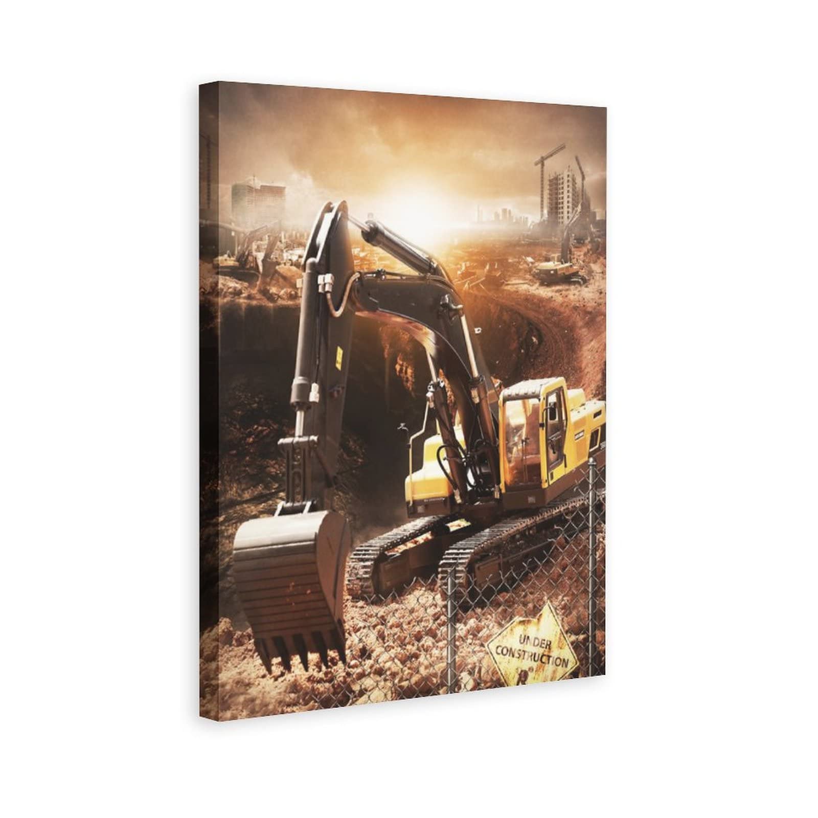 FDSFDS Excavator Construction Site Large Mechanical Art Canvas Poster - 20x30 Inches (50x75cm) - Wall Decor for Living Room, Bedroom, Office & Man Cave - Perfect for Industrial & Construction Theme Spaces