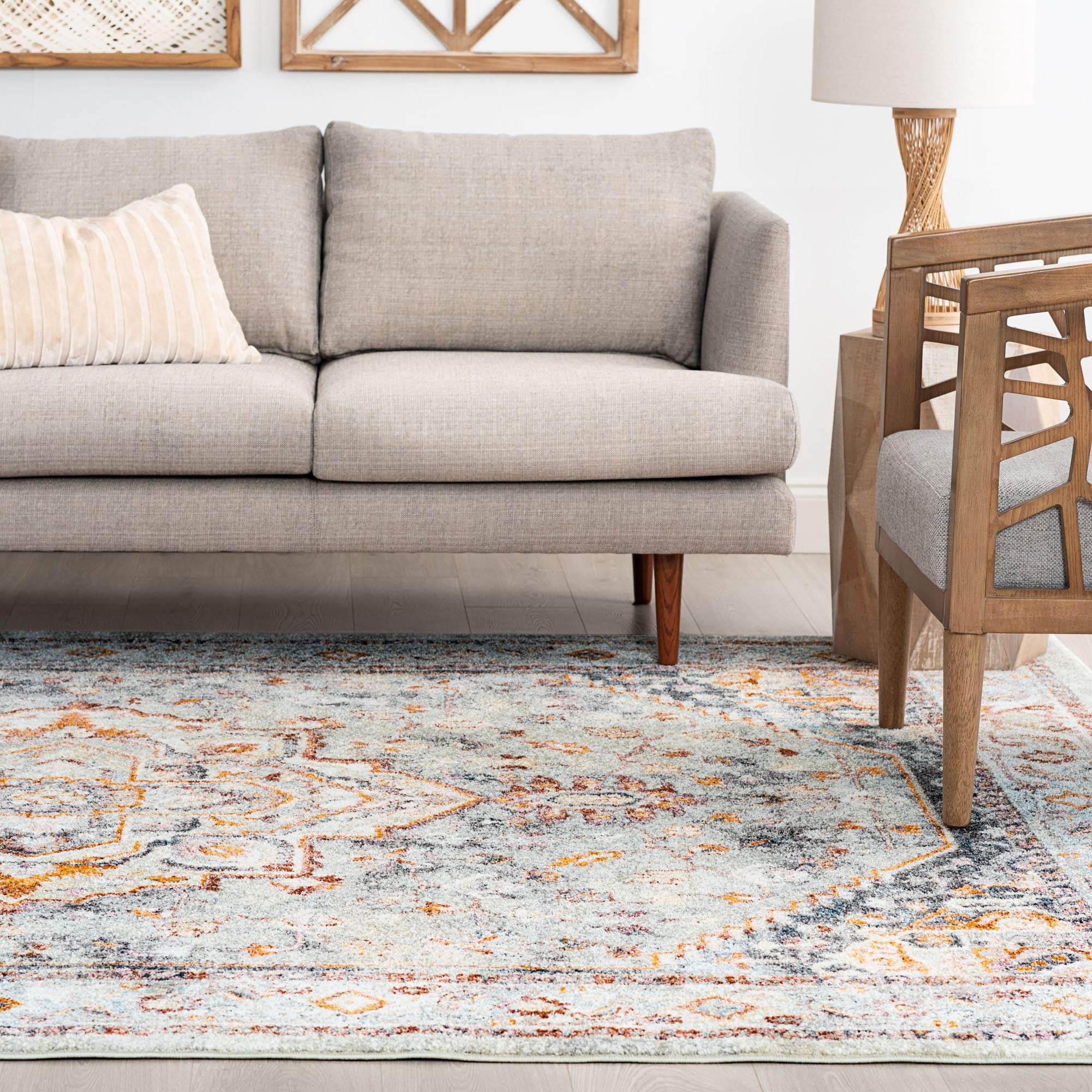 7x10 Area Rug - Traditional Large Non-Slip Rug for Living Room, Bedroom, Dining Room | Soft Gray Modern Carpet | Perfect for Home Decor, Office, Entryway | 6'7