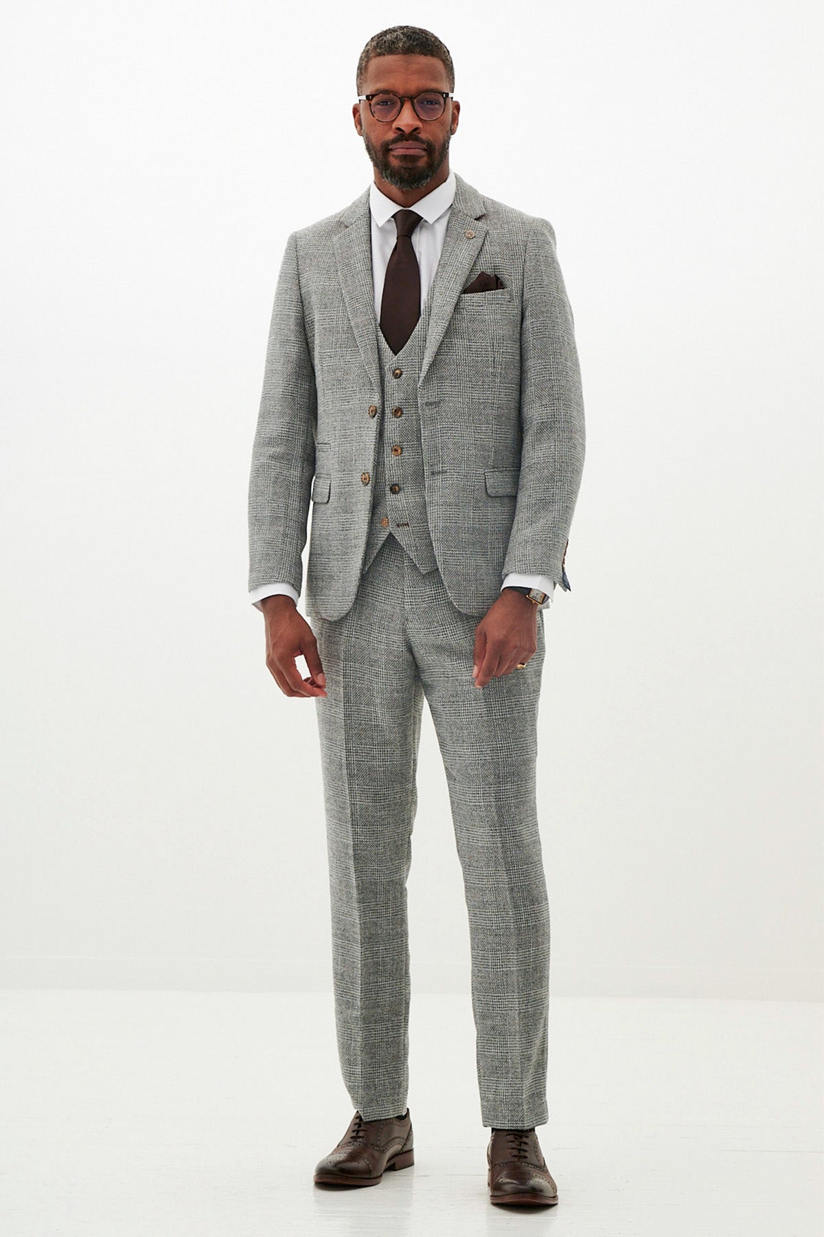 KRIS Silver Grey Tweed Suit for Men - Premium Wool Blazer & Pants Set | Formal Business Attire | Inspired by Jarrod Bowen | Perfect for Office, Weddings & Special Events