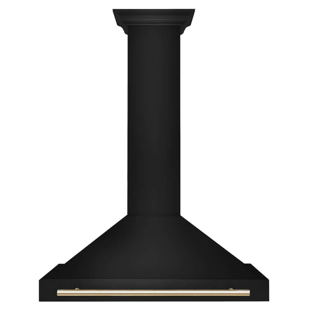 ZLINE Autograph Edition 36 Inch Black Stainless Steel Wall Mount Range Hood with Accent Handle (BSKB4Z 36) - Professional Kitchen Ventilation for Modern Homes