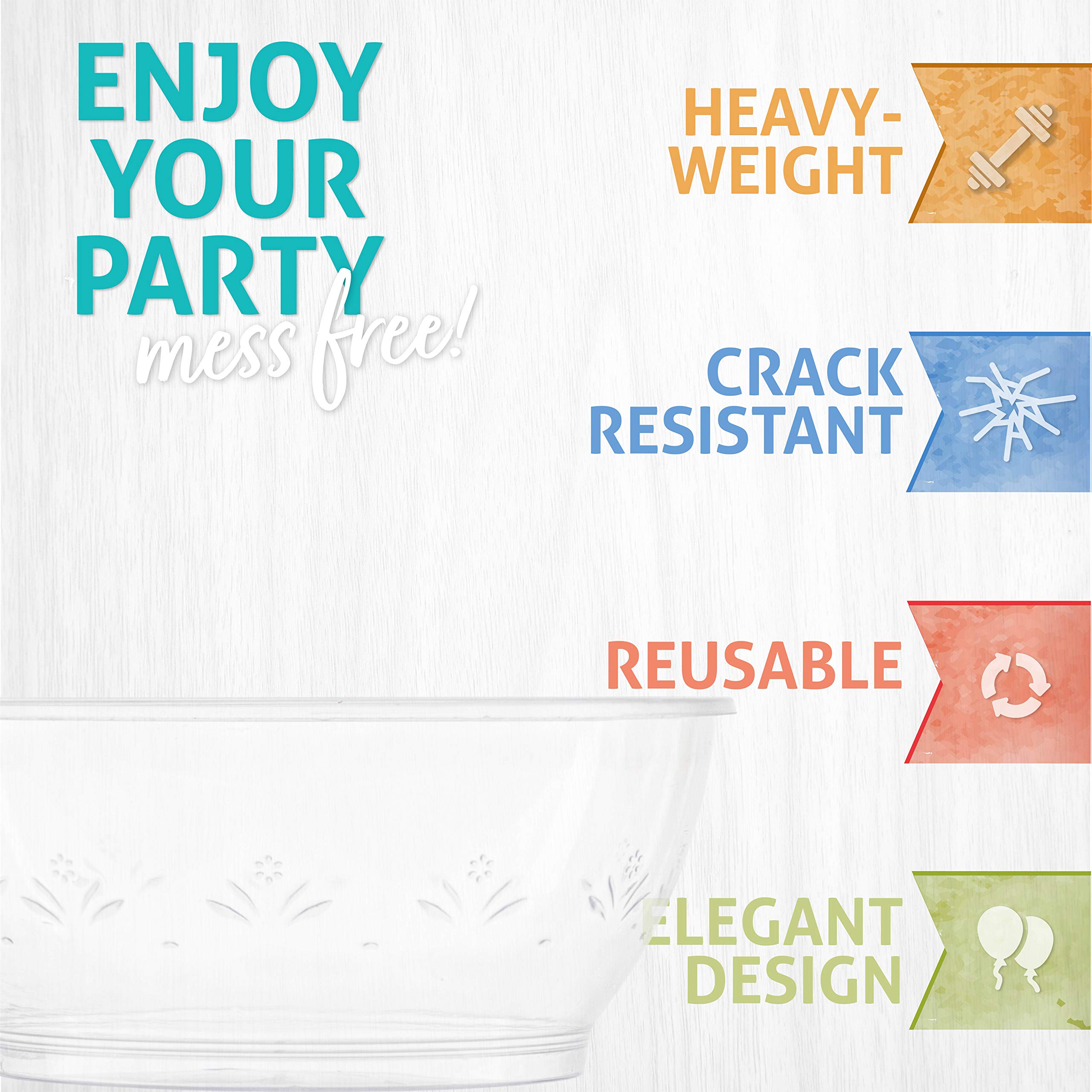 PLASTICPRO 6 oz Clear Hard Plastic Dessert Bowls - Premium Disposable Ice Cream Bowls, Pack of 100 - Perfect for Parties, Catering, and Home Use