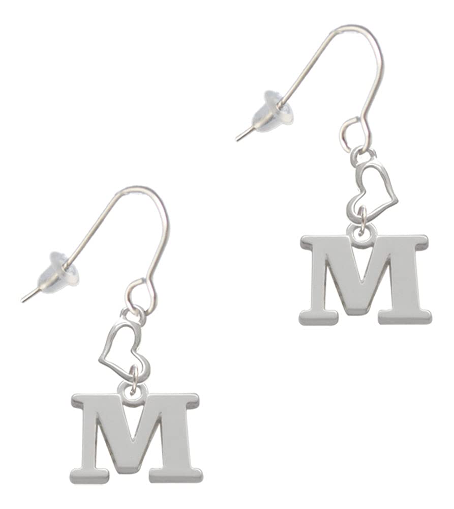 Silver Initial Heart French Earrings - Elegant Gift for Her