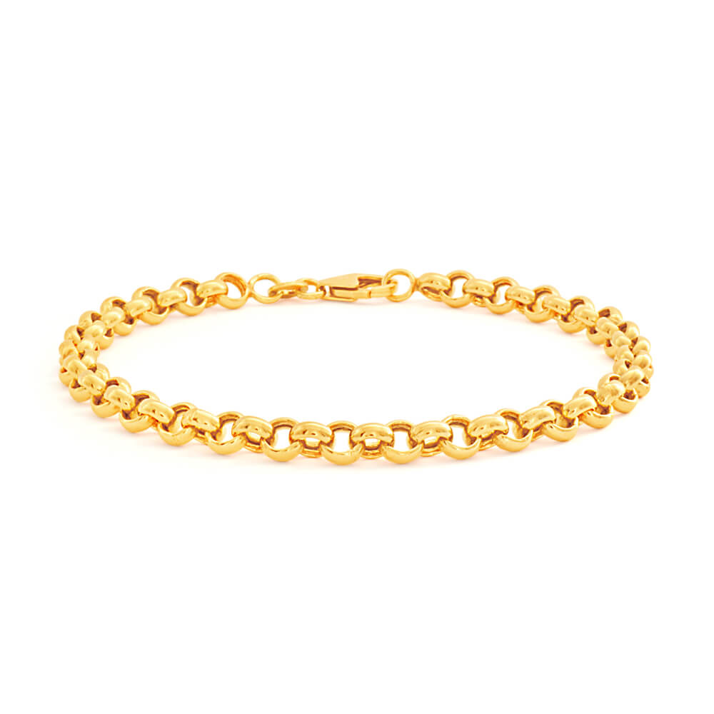 9ct Yellow Gold Silver Filled Belcher Chain Bracelet for Women - Elegant Jewelry Gift for Birthday, Anniversary & Special Occasions