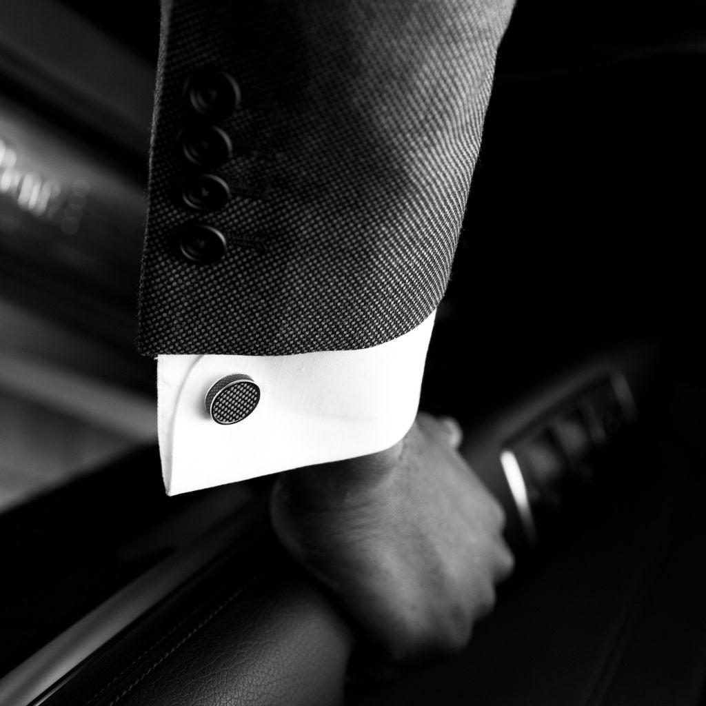 TATEOSSIAN Black and Silver Tablet Ice Cufflinks for Men - Elegant Dress Accessories for Weddings, Business Meetings & Formal Events