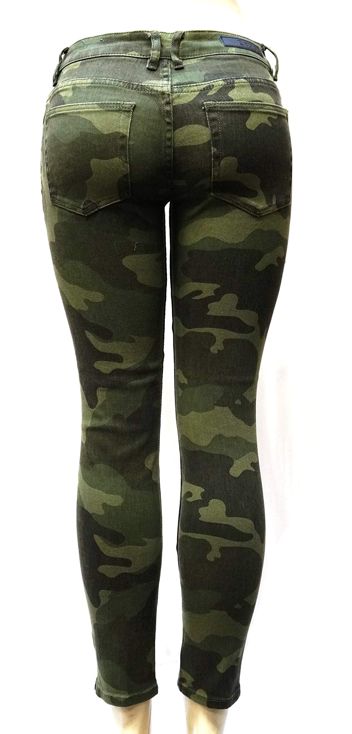 Women's Camo Skinny Stretch Denim Jeans - Army Green Cotton Pants for Outdoor & Casual Wear