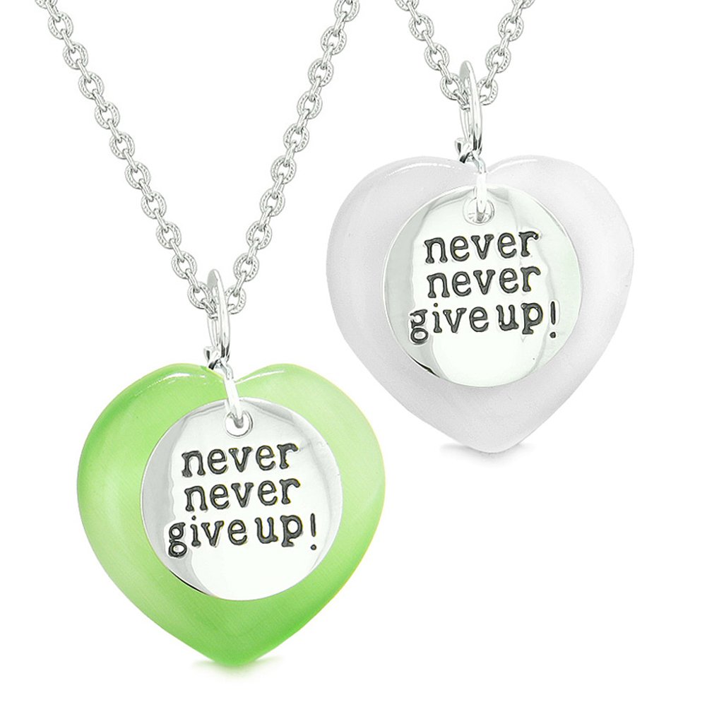 Never Give Up Love Amulets - Magic Puffy Spiritual Heart Necklaces for Couples & Best Friends | Romantic Gifts, Friendship Jewelry & Spiritual Protection