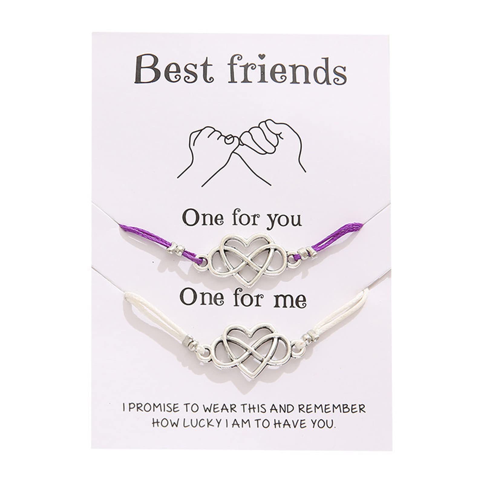 2Pcs Love Heart Infinity Bracelet Set - Adjustable Braided Rope Couple Bracelets with Wish Card for Women, Men, BFF - Valentine's Day, Birthday Gift for Couples & Best Friends - Perfect for Anniversaries, Promises & Romantic Occasions