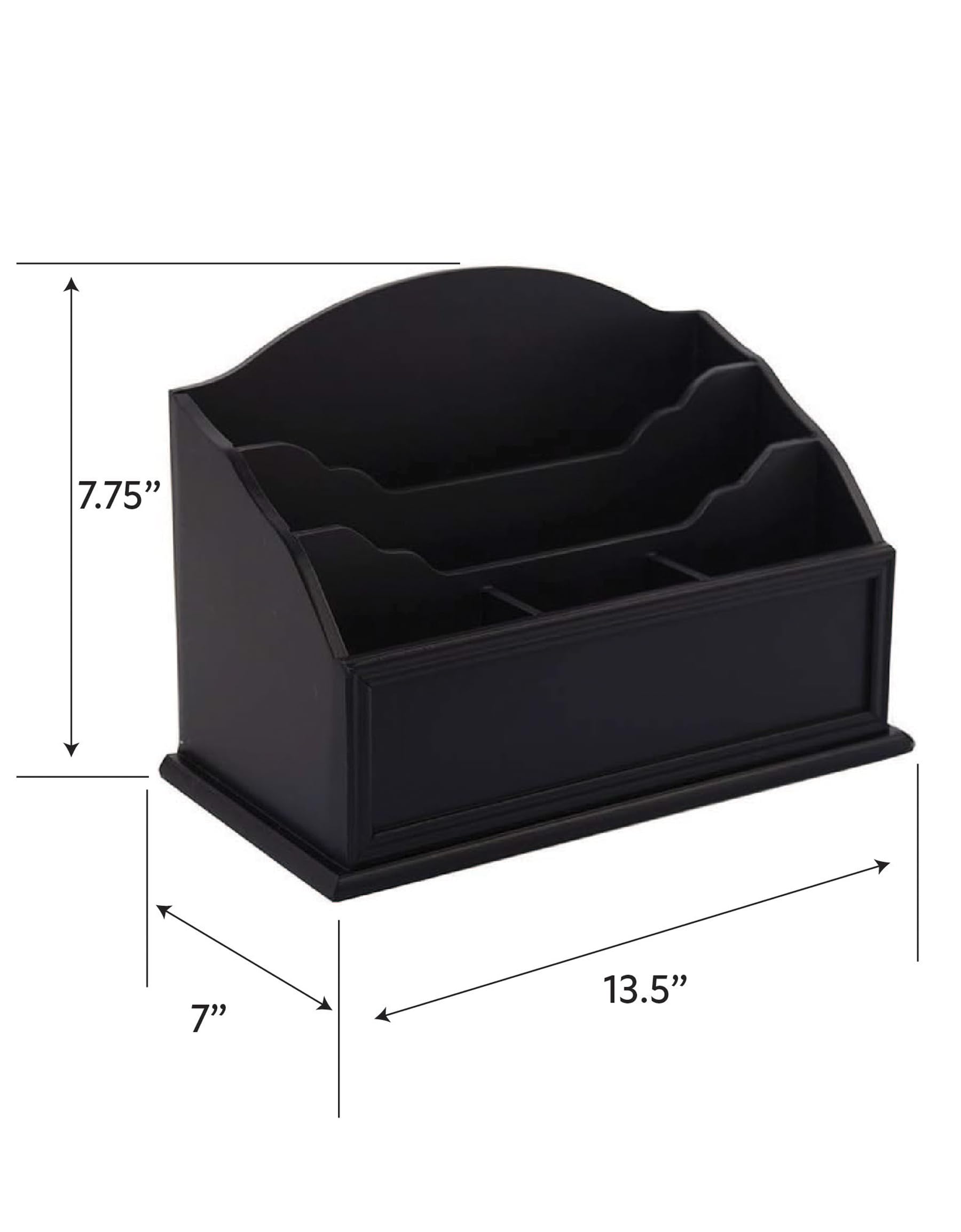 Premium Black Wooden Desktop Letter Holder - 5-Slot Mail & Stationery Organizer - High Quality Wooden Desk Organizer for Pens, Pencils, Bills - Perfect for Home Office, School & Workspace Organization
