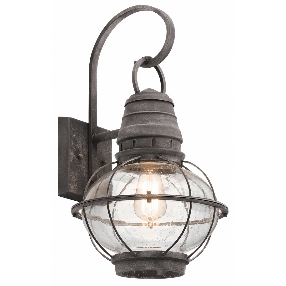 Bridge Point Small/Medium/Large Wall Lantern - Weathered Zinc/Natural Brass Finish Outdoor Lighting - Perfect for Porch, Garden, Patio & Entryway Decor