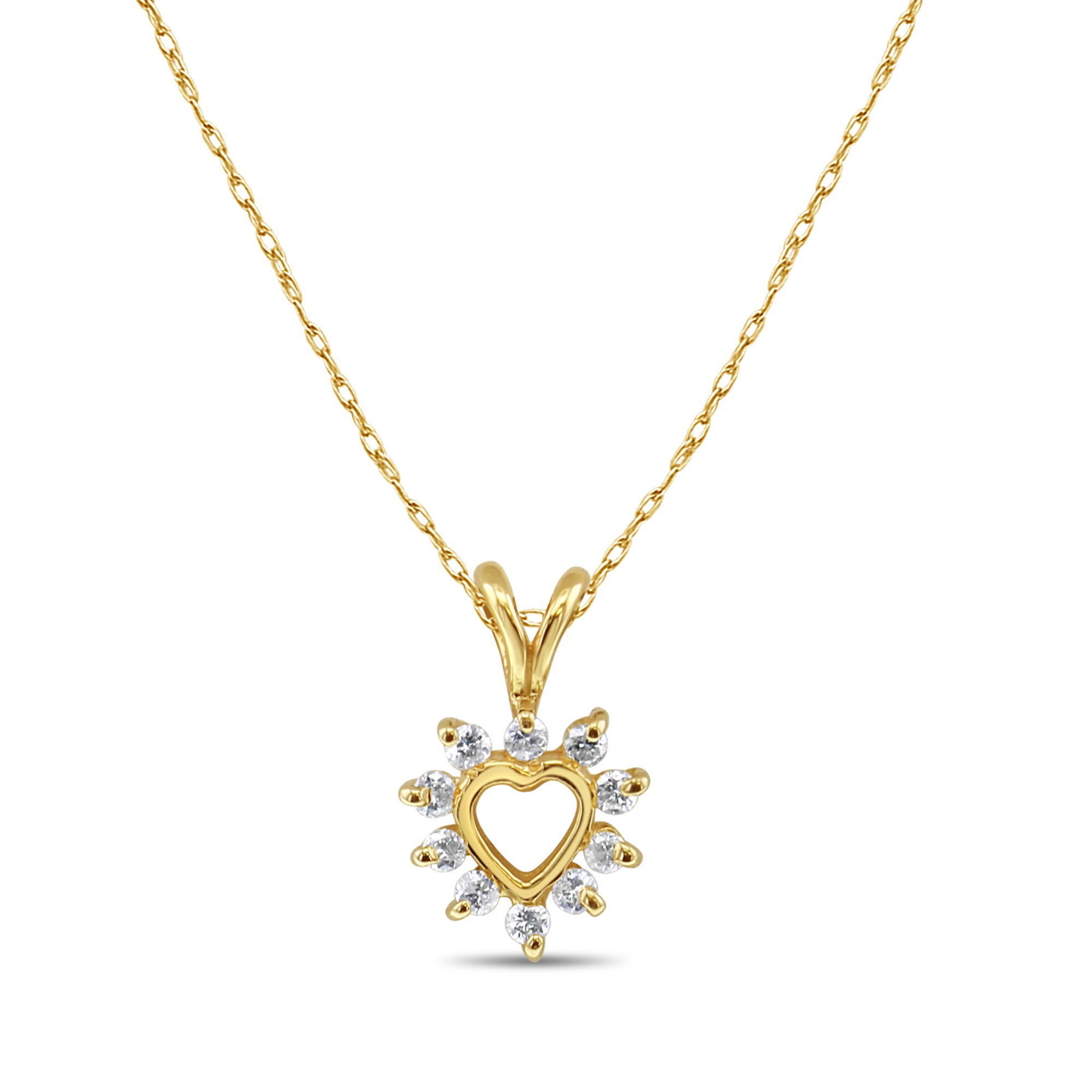 0.25cttw Diamond Heart Pendant Necklace in 14K Yellow Gold - Dainty & Elegant Jewelry for Women - Perfect for Valentine's Day, Anniversary Gifts & Everyday Wear
