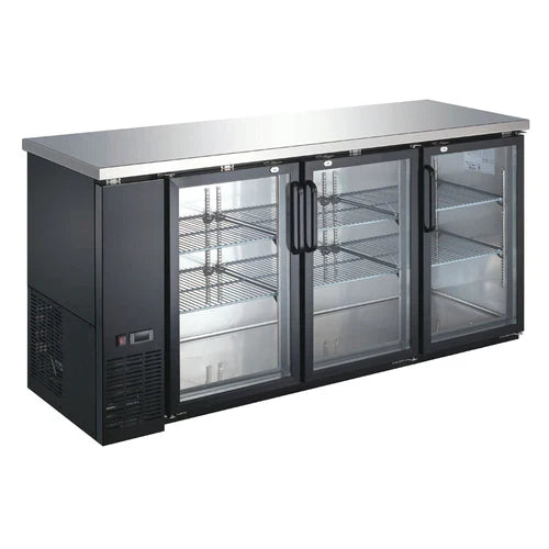 Commercial CBB 72G 72 Black Counter Height Narrow Glass Door Back Bar Refrigerator - Perfect for Bars, Restaurants, and Home Entertainment Spaces